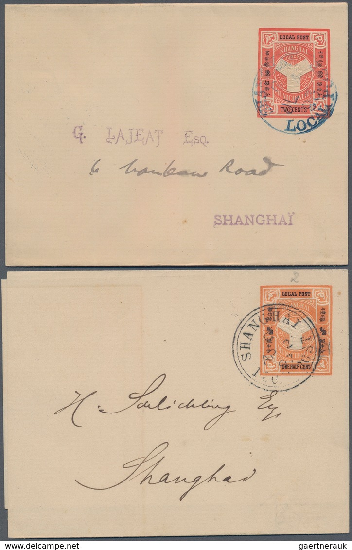 China - Shanghai: 1893/97, Stationery Wrappers 1/2 C., 1 C. And 2 C. All Commercially Used Within Sh - Autres & Non Classés