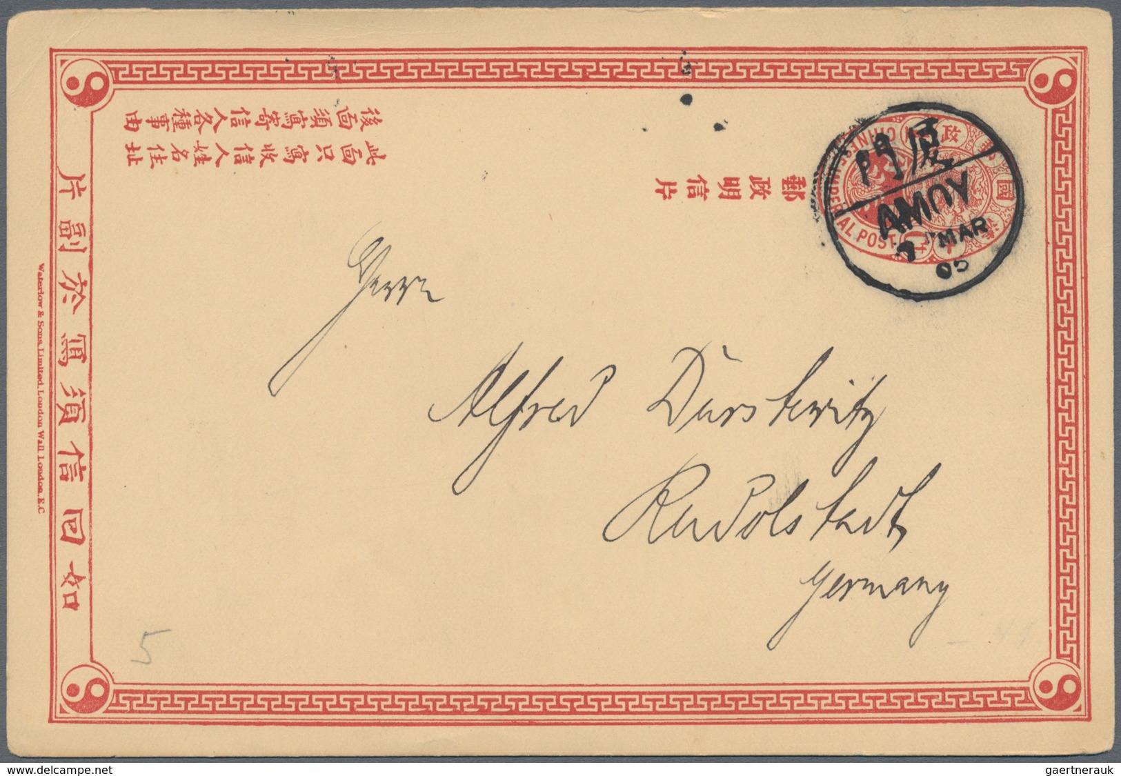 China - Ganzsachen: 1898/1908, ICP 1 C. Used German Field Posts 1901 (uprate Unnecessary, Removed), - Cartes Postales