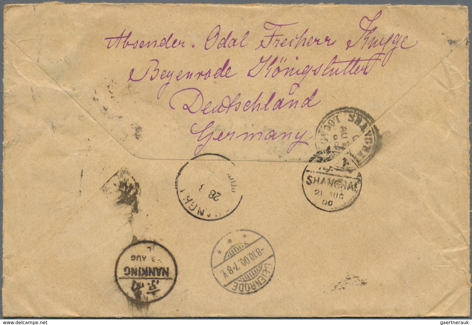 China - Incoming Mail: 1900, Germany, Double Weight Cover "KÖNIGSLUTTER 15.7.00" Via Shanghai To "NA - Autres & Non Classés