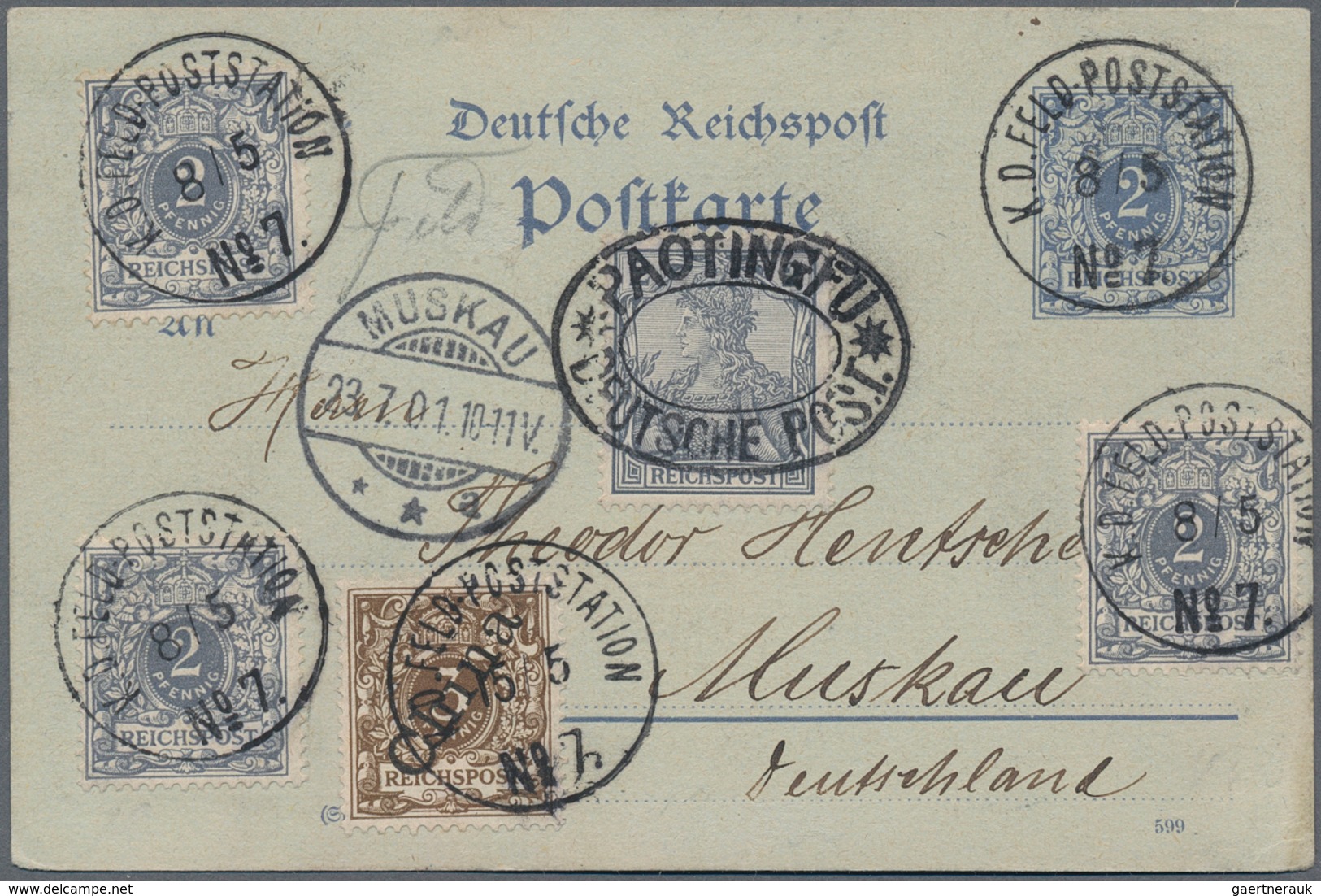 China - Fremde Postanstalten / Foreign Offices: 1901, City Drop Mail Card Numeral 2 Pf. Uprated Nume - Autres & Non Classés