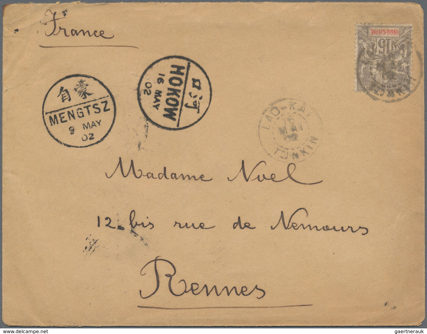 China - Fremde Postanstalten / Foreign Offices: French Indochina, 1902, 15 C. Tied "LAO-KAI 16 MAI 0 - Autres & Non Classés
