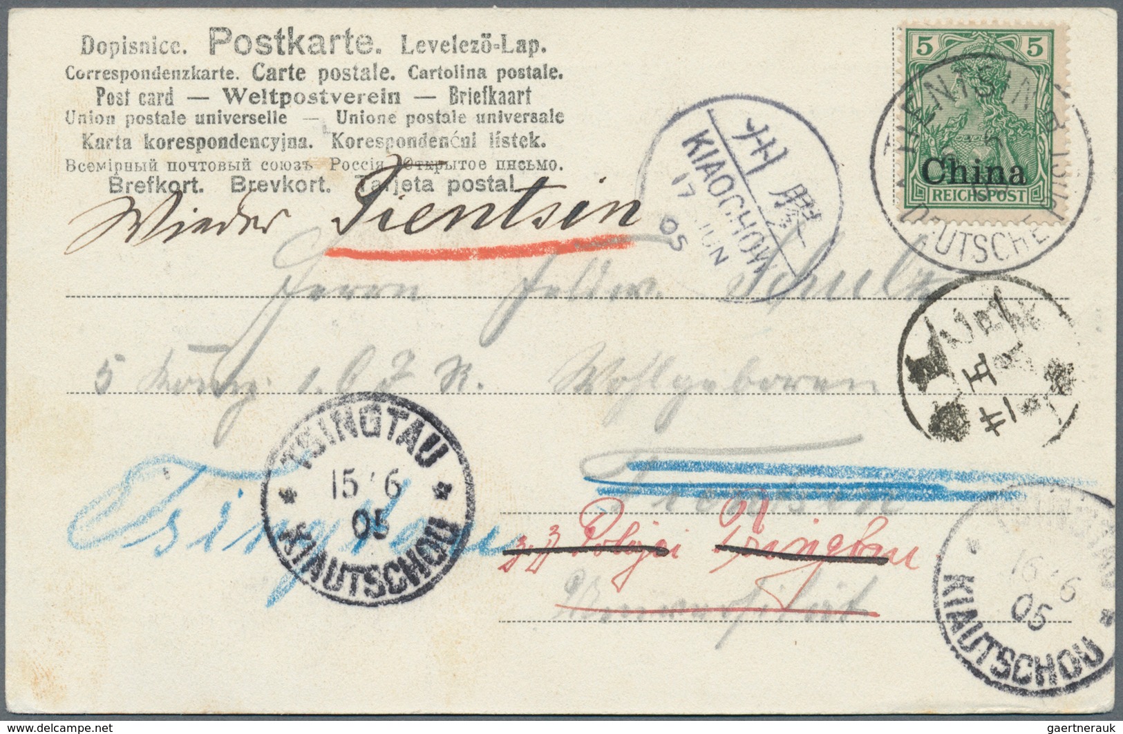 China - Fremde Postanstalten / Foreign Offices: Germany, 1905, 5 Pf. Tied "TIENTSIN 5/6 05" To Ppc ( - Sonstige & Ohne Zuordnung