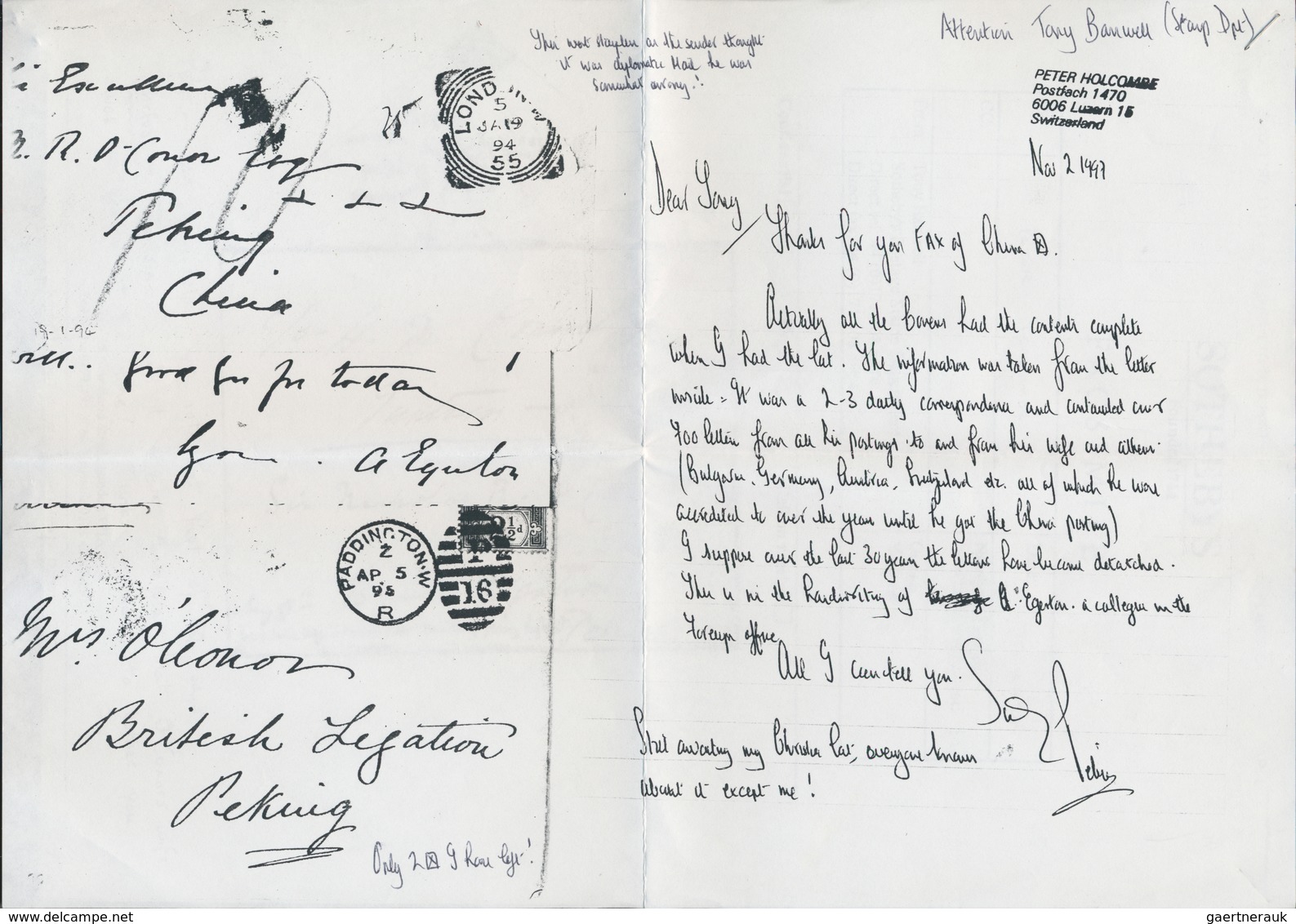 China - Besonderheiten: Incoming Mail, 1894/95, Great Britain, Two Covers With Full Contents To Brit - Sonstige & Ohne Zuordnung