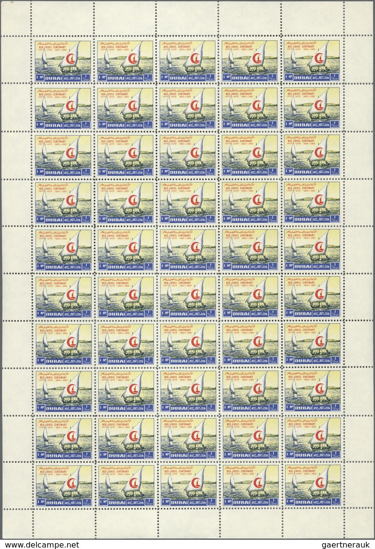 Dubai: 1963, '100th anniversary of the International RED CROSS Society' set of eight different value