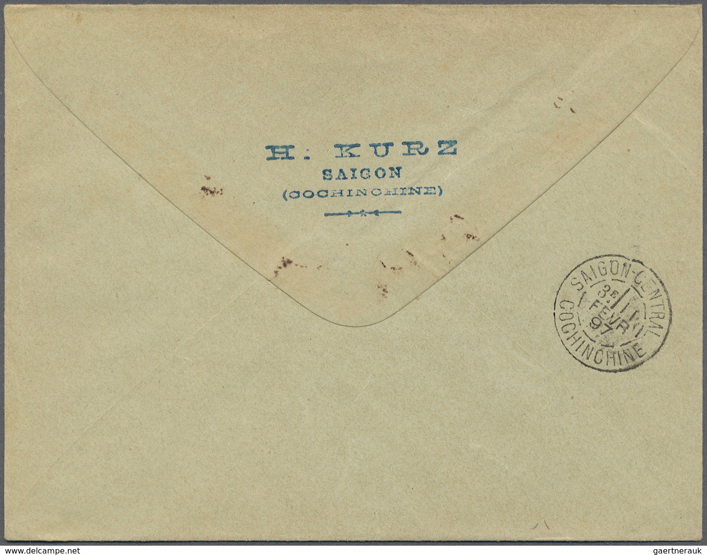 Französisch-Indochina: 1897. Registered Indo-China Postal Stationery Envelope 15c Blue Upgraded With - Ungebraucht