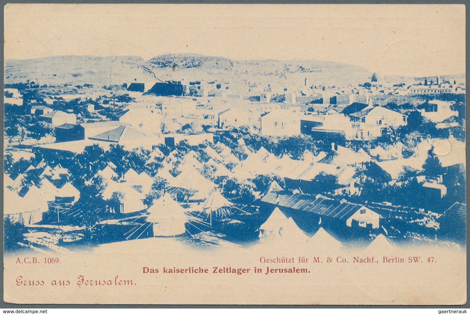 Holyland: 1899-1911, Two Picture Postcards (Greetings From Bethlehem; Imperial Camp Jerusalem) To Ge - Palästina