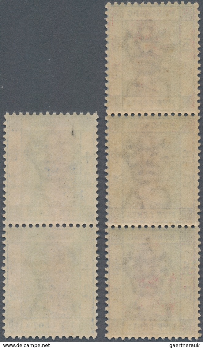 Hongkong: 1882/1884 QV 5c. Pale Blue, Wmk Crown CA, Vertical Strip Of Three, And 10c. Green, Wmk Cro - Sonstige & Ohne Zuordnung