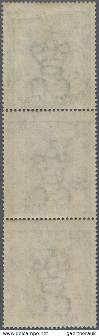 Hongkong - Stempelmarken: 1874 Postal Fiscal $2 Olive-green, Vertical Strip Of Three, Mint Never Hin - Stempelmarke Als Postmarke Verwendet