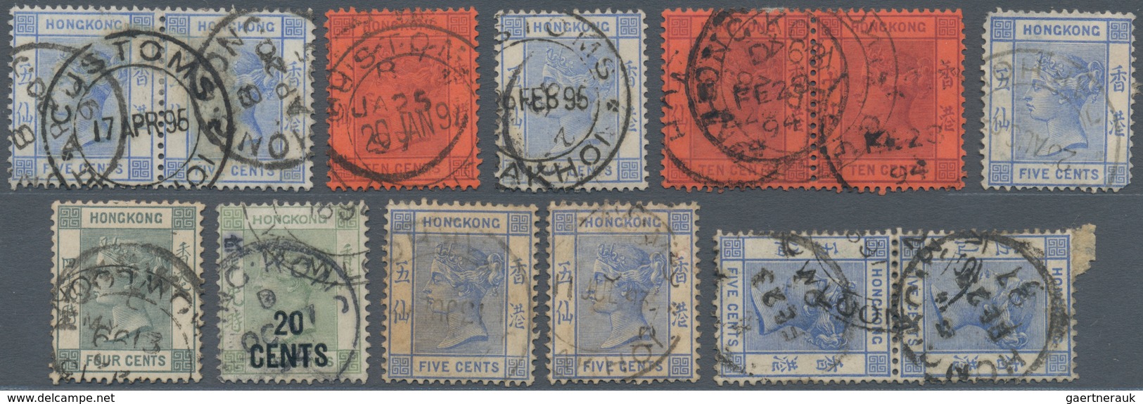 Hongkong - Treaty Ports: 1885/98, Pakhoi: QV (13, Inc. Two Pairs) All With Strikes Of "CUSTOMS PAKHO - Autres & Non Classés