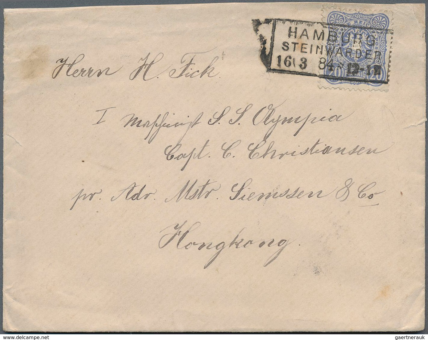 Hongkong - Besonderheiten: 1884, "SINGAPORE TO HONGKONG B AP 18 84" On Reverse Of Incoming German Co - Autres & Non Classés