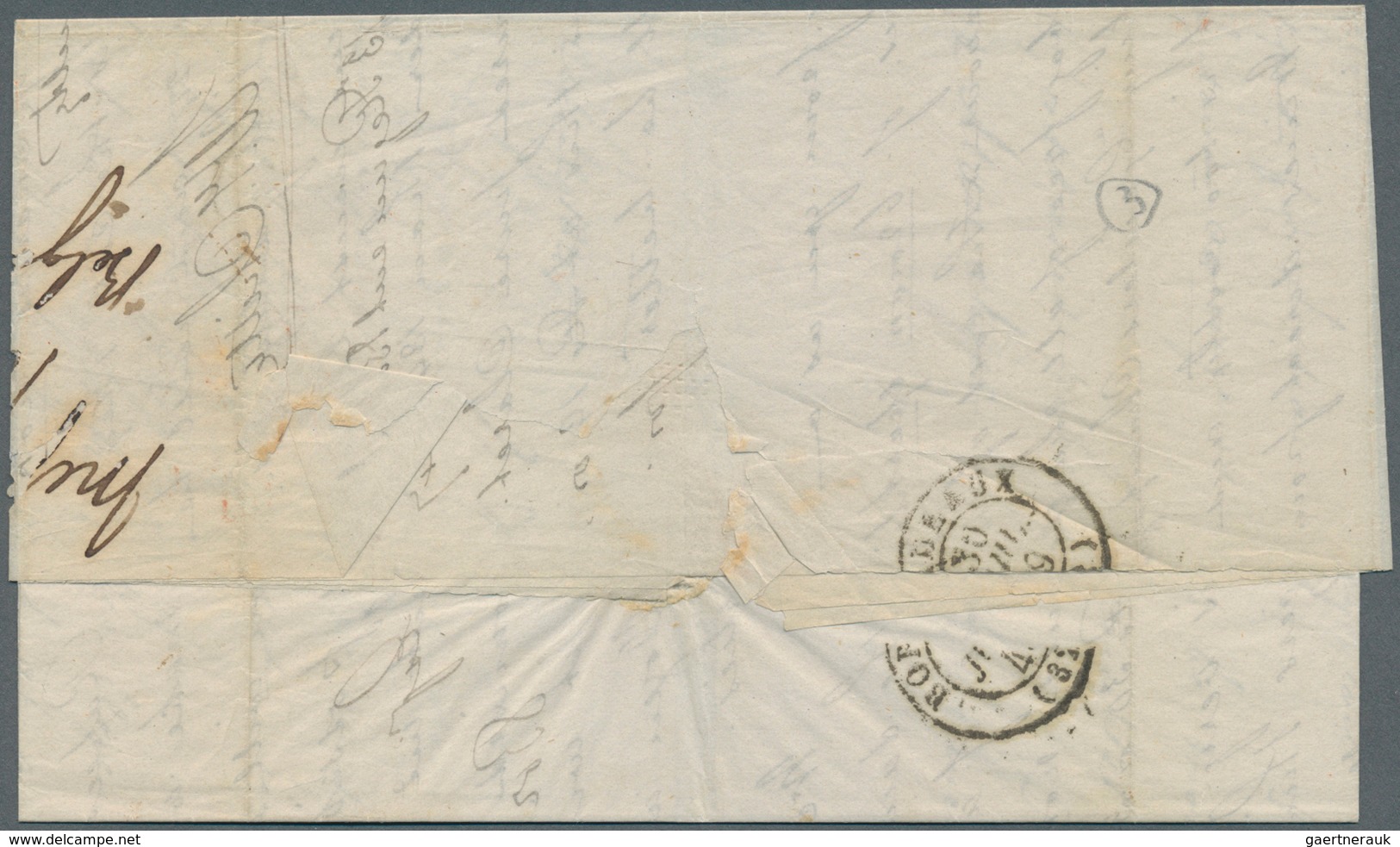 Indien - Vorphilatelie: 1827-1850: Four letters to Bordeaux, FRANCE, with 1) 1827 letter from Calcut