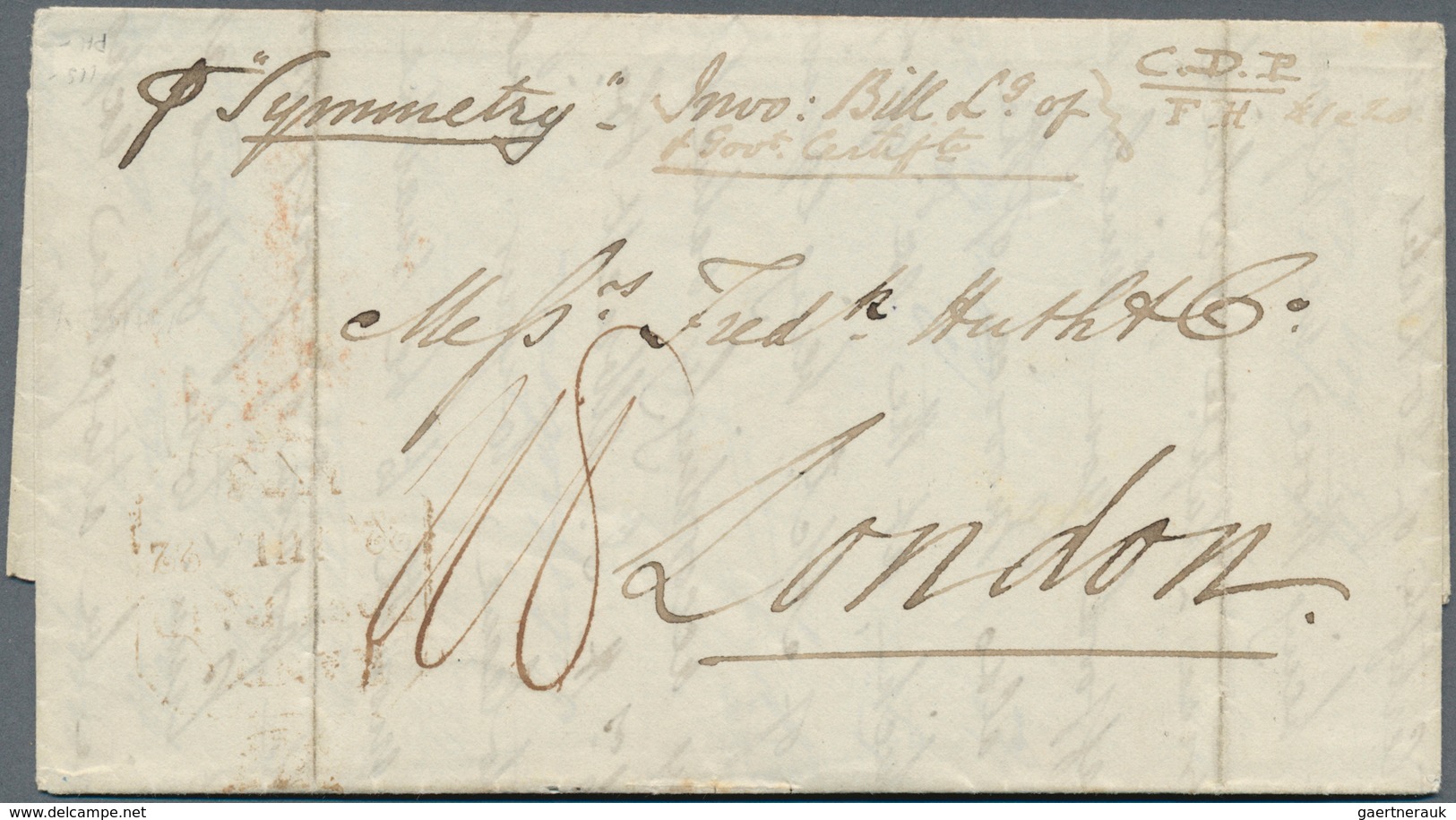 Indien - Vorphilatelie: 1836 (21 July): Entire Letter (Invoice Of Cinnamon Shipped By The "Symmetry" - ...-1852 Vorphilatelie