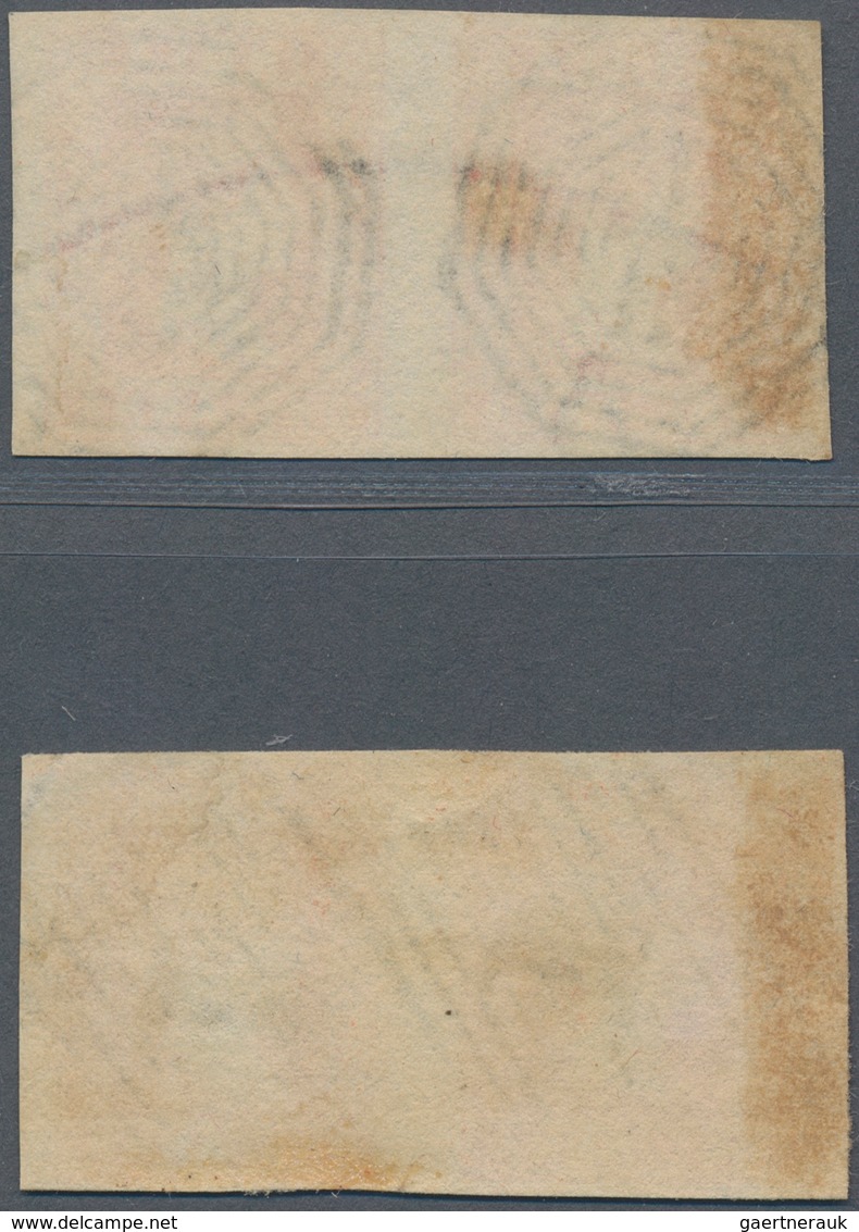 Indien: 1854-55 Lithographed 1a. Red, Die III, Horizontal Pair, Used And Cancelled By Calcutta Numer - 1852 Provinz Von Sind