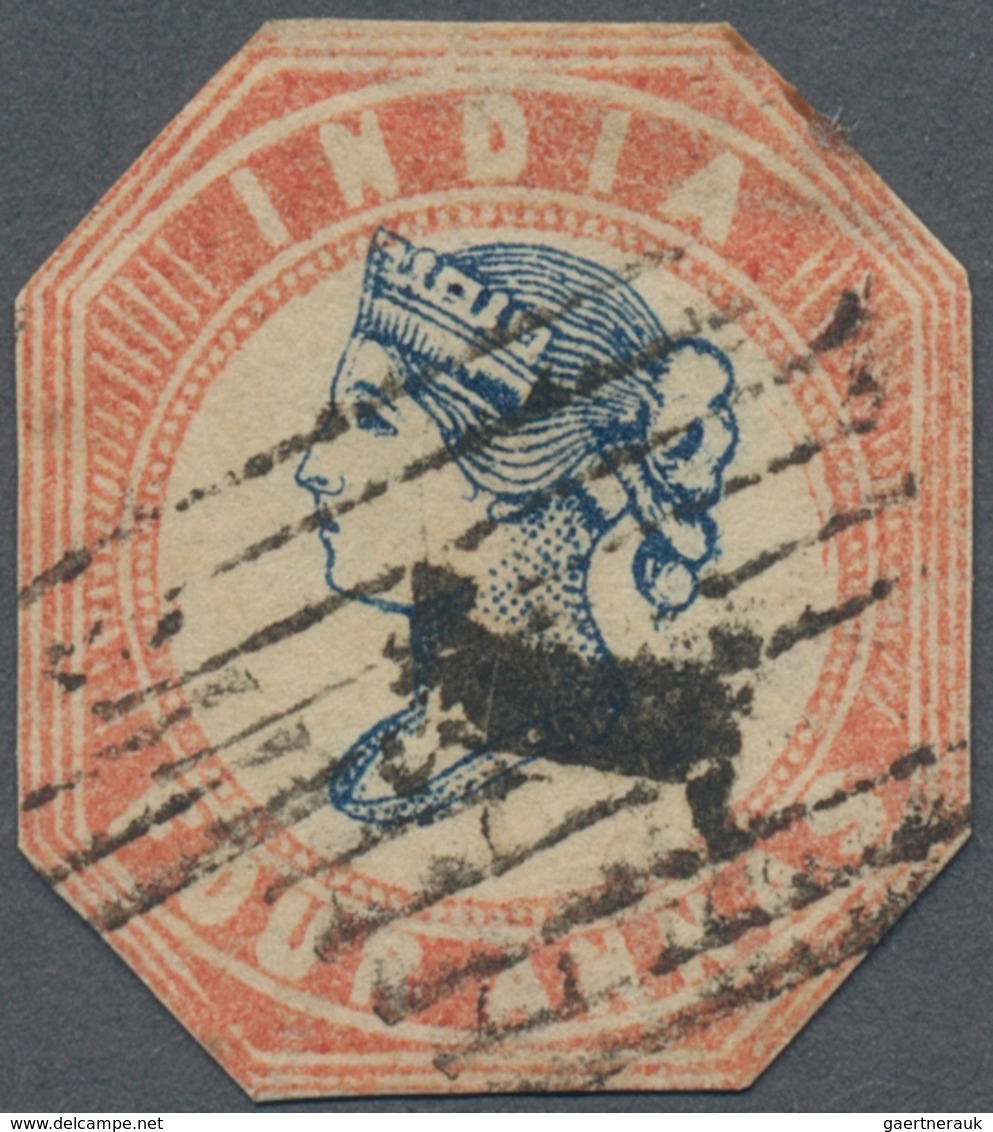Indien: 1854 Lithographed 4a. Deep Blue & Pale Red, 2nd Printing, Sheet Pos. 11, With "TRACES OF KIS - 1852 District De Scinde