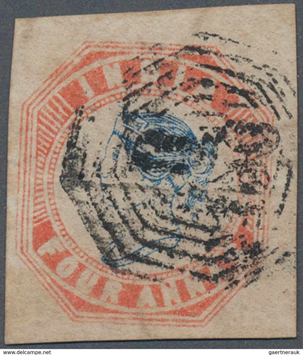 Indien: 1854-55 Lithographed 4a. Blue & Red, 3rd PRINTING With Head Die III And Frame Die I, Sheet P - 1852 Provinz Von Sind