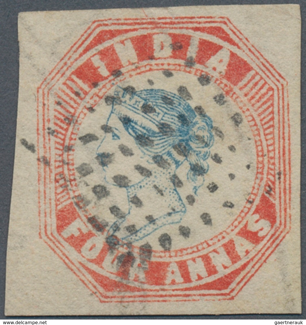 Indien: 1854-55 Lithographed 4a. Pale Blue & Pale Red, 4th Printing, Sheet Pos. 12, Used And Cancell - 1852 District De Scinde