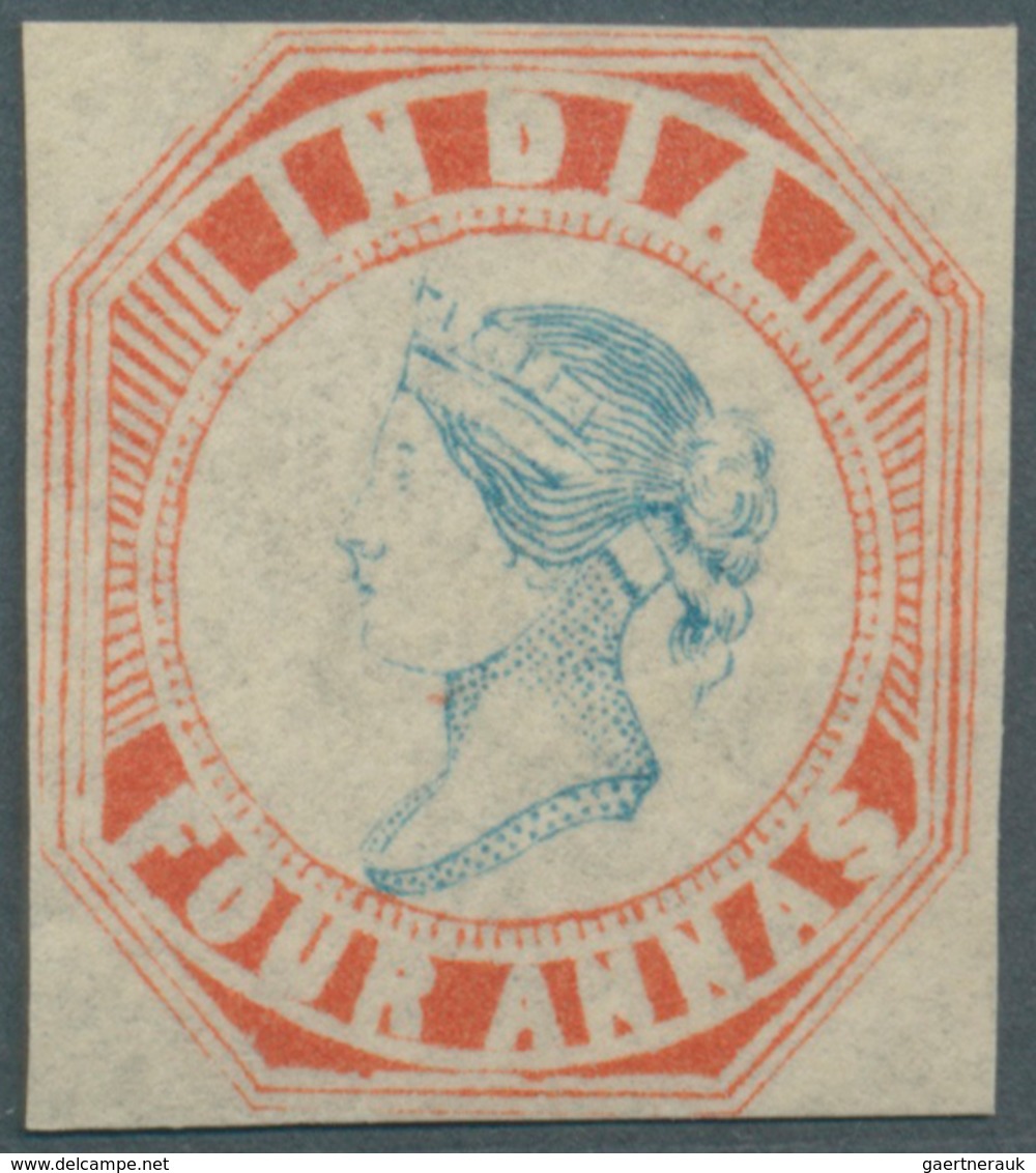 Indien: (1854/55) Reprint Of 4a Blue & Red With Issued Head Of Die III, Probably Pos.11, Narrow Sett - 1852 District De Scinde
