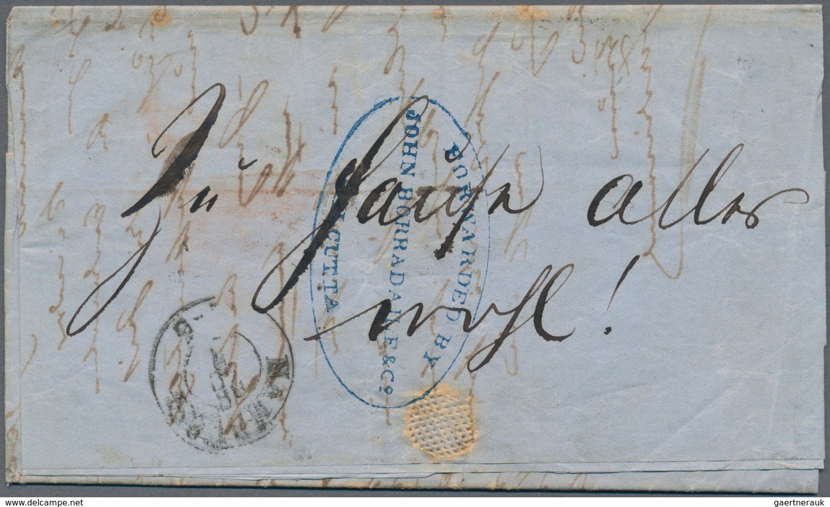 Indien: 1861 Forwarded Letter From Calcutta To Ferdinand Schiller In HAMBURG, Germany Via Trieste, " - 1852 Provinz Von Sind