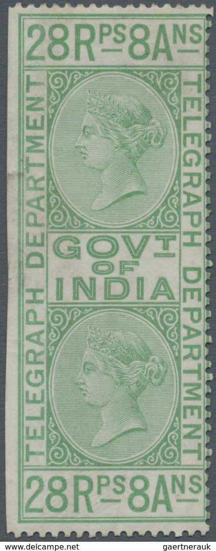 Indien: TELEGRAPHS 1869-78 QV 28r.8a. Bright Yellow-green, Mounted Mint With Part Original Gum, Cut - 1852 Sind Province