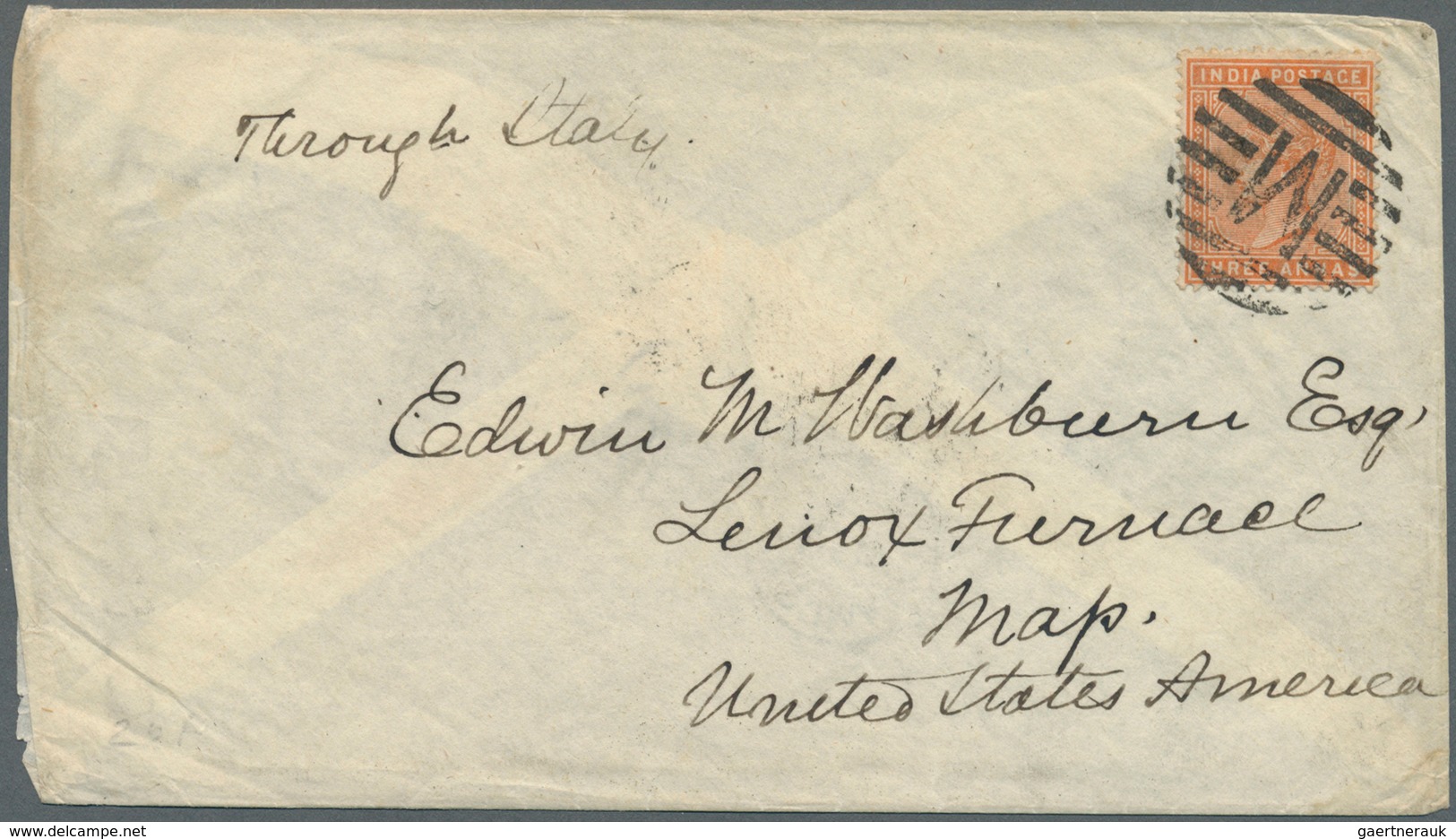 Indien: 1887-1902: Four Covers And Postal Stationery Items From India To The U.S.A. And One Cover (1 - 1852 Sind Province