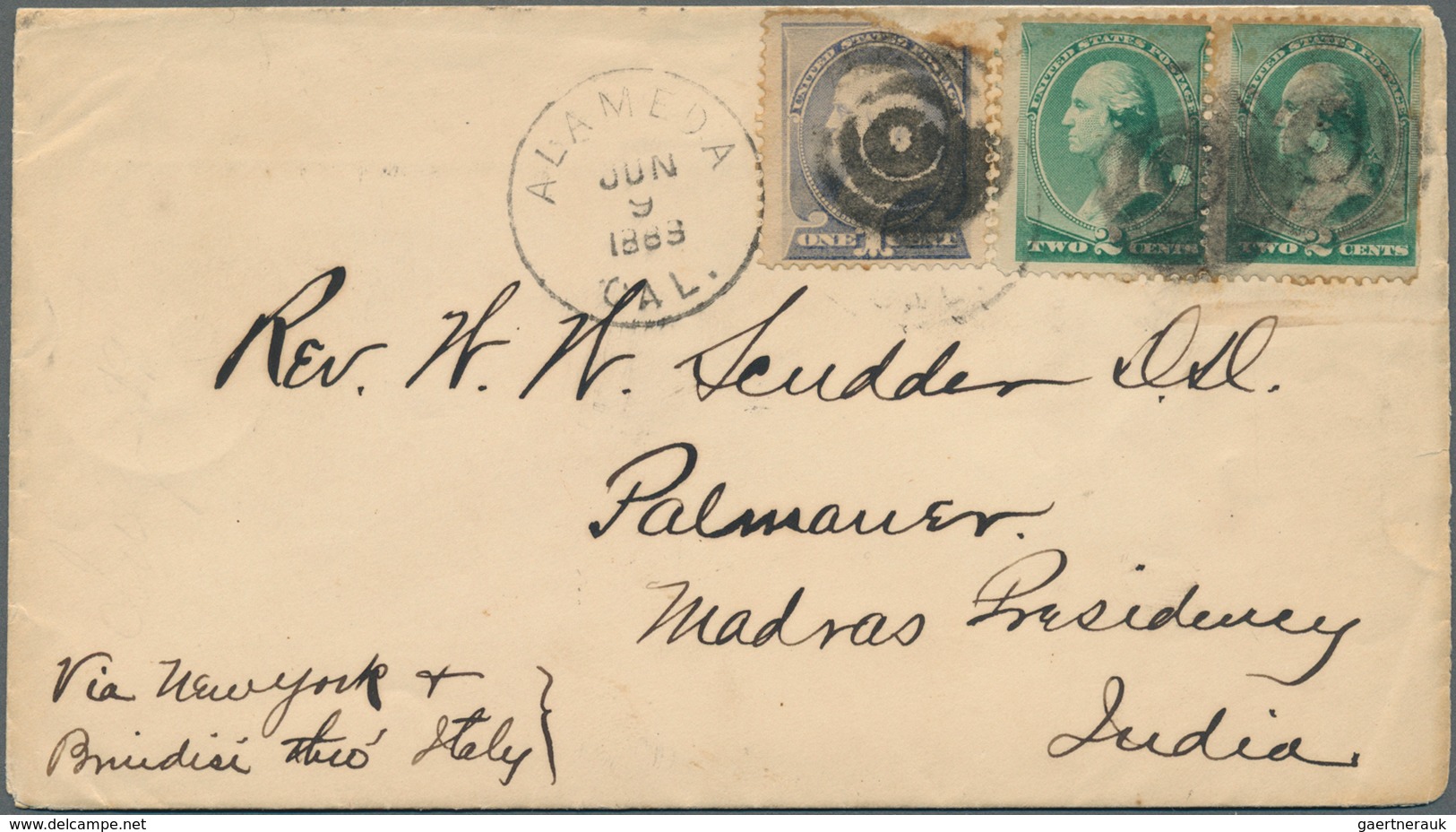 Indien: 1887-1902: Four Covers And Postal Stationery Items From India To The U.S.A. And One Cover (1 - 1852 District De Scinde