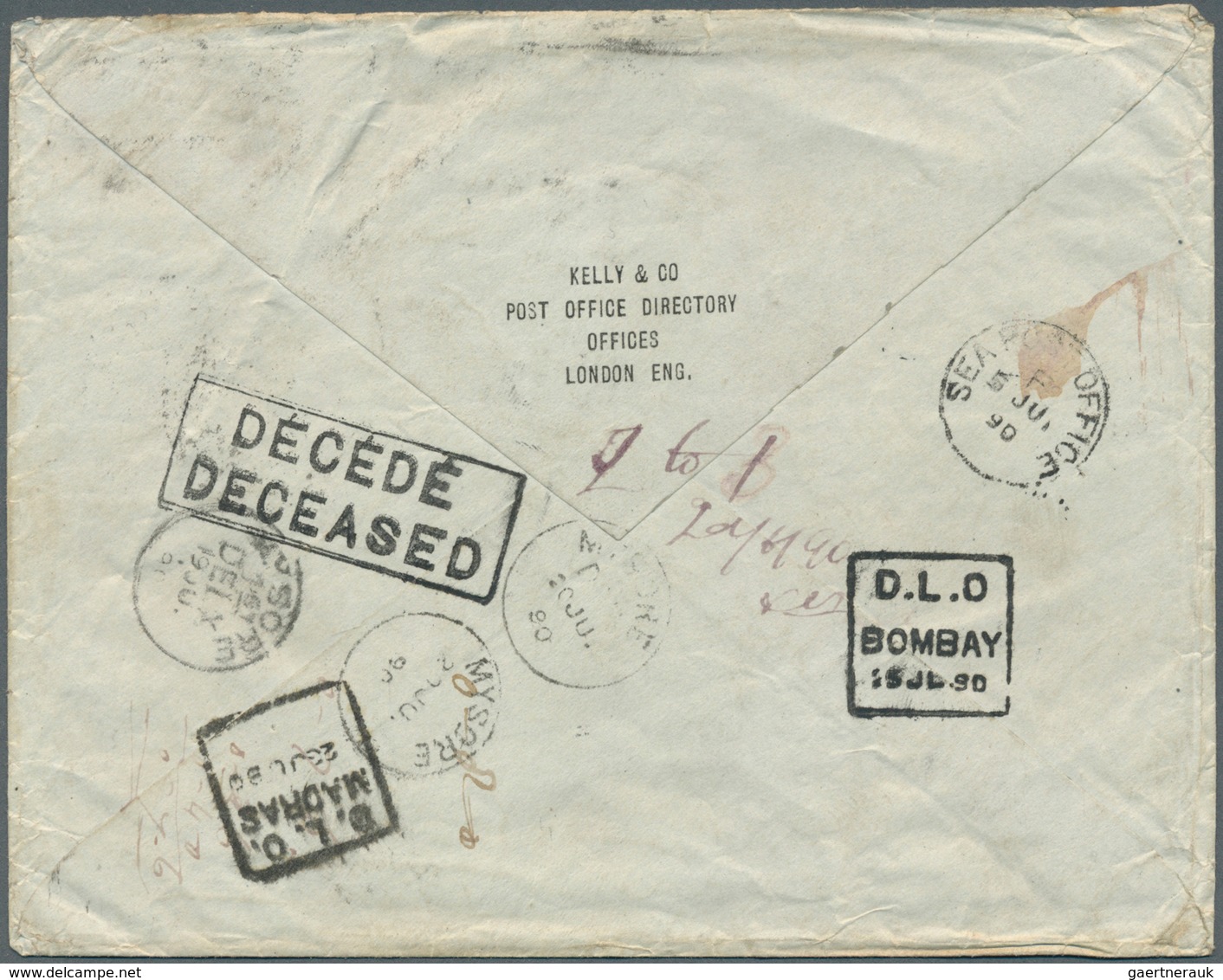 Indien: 1890/1896 PERFIN "K & Co.": Two Different Covers Franked With Indian/Great Britain Stamps Wi - 1852 District De Scinde