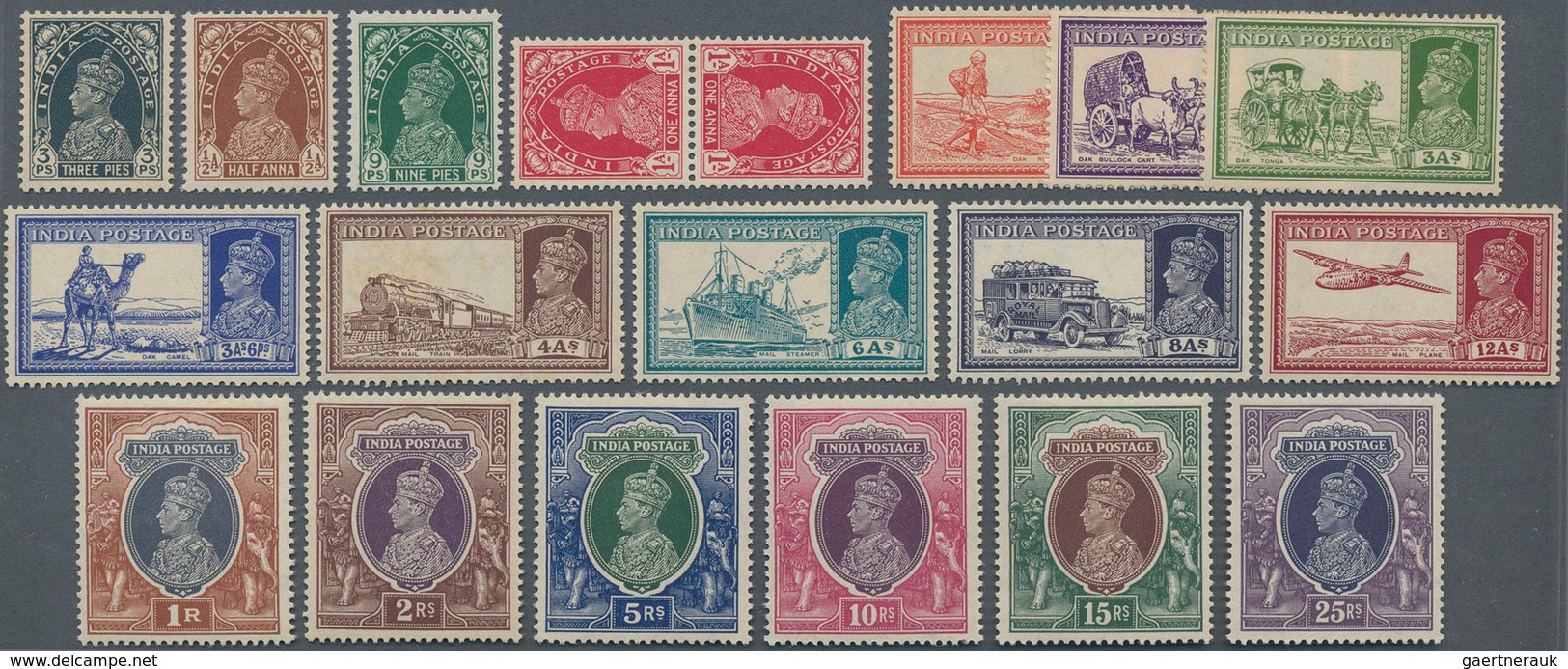 Indien: 1937, KGVI. Complete Set Incl. 1a. Tete-beche Pair, Mint Never Hinged, Fresh And Very Fine. - 1852 Provinz Von Sind