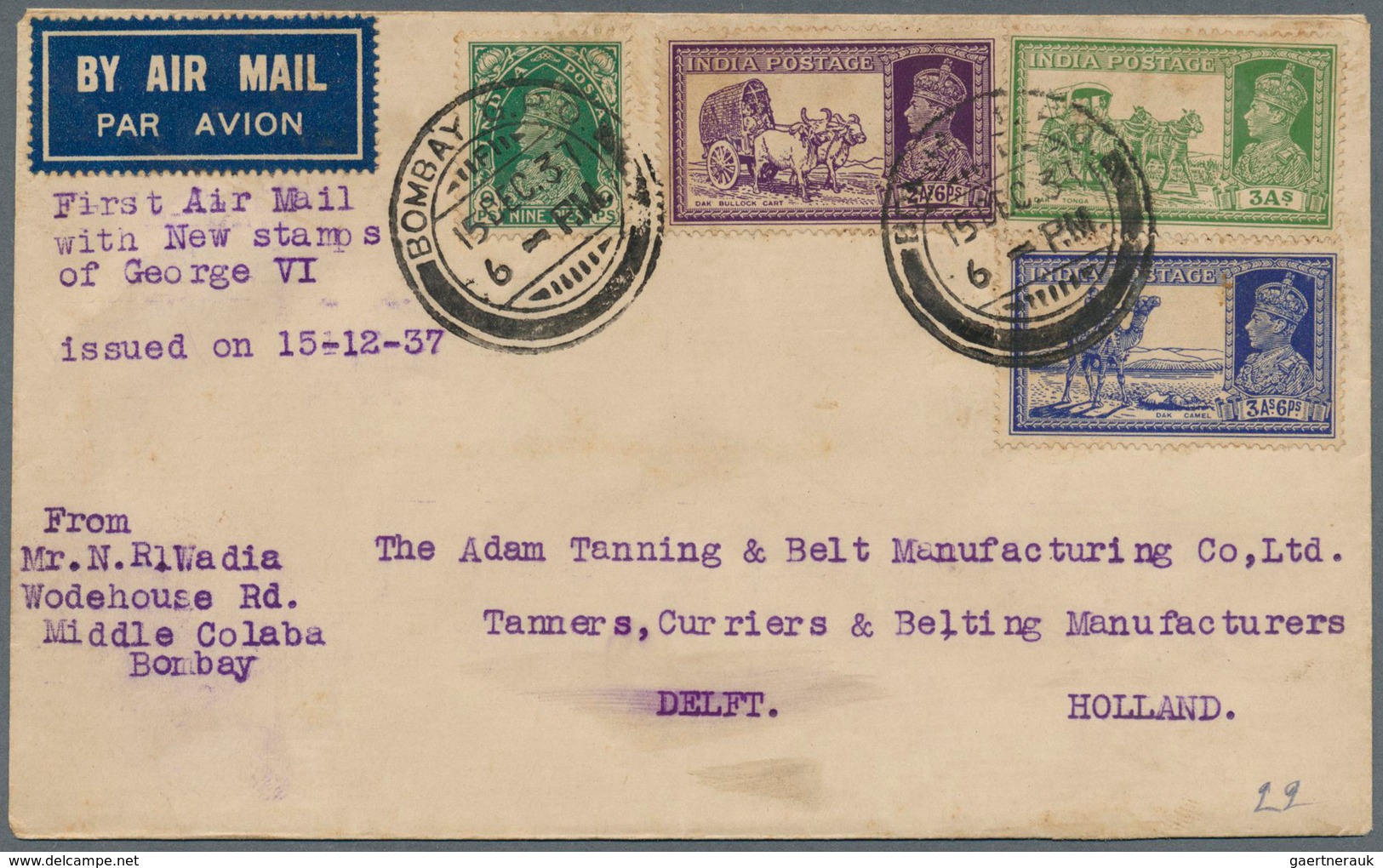 Indien: 1937, Definitives KGVI, Lot Of Six F.d.c.: Nos. 249/50 Horiz. Pair "CALCUTTA 23 AUG 37" And - 1852 Sind Province