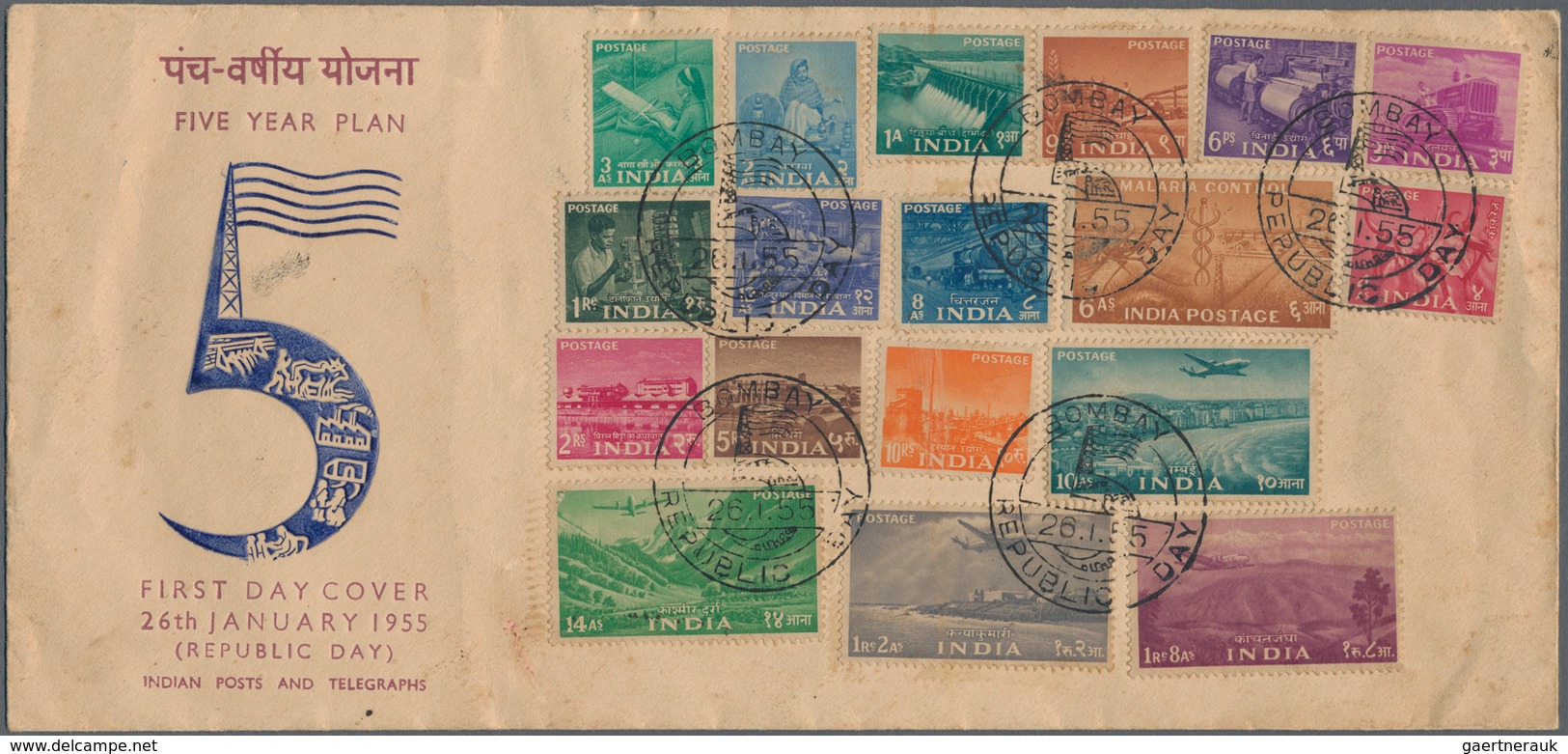 Indien: 1955 'Five Year Plan' Complete Set Of 18 On Special First Day Cover, Tied By Special "BOMBAY - 1852 District De Scinde