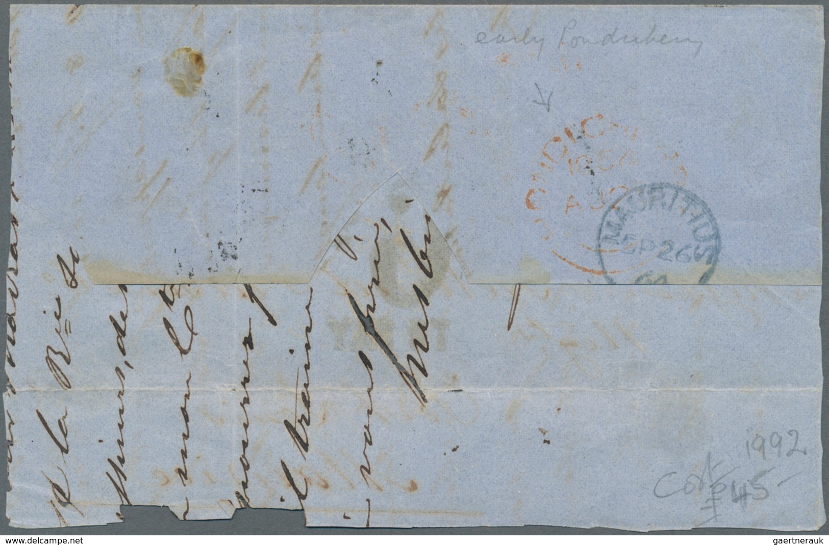 Indien - Stempel: 1864, Large Part Of A Letter From PONDICHERRY Franked With 1 A (corner Fault) With - Autres & Non Classés