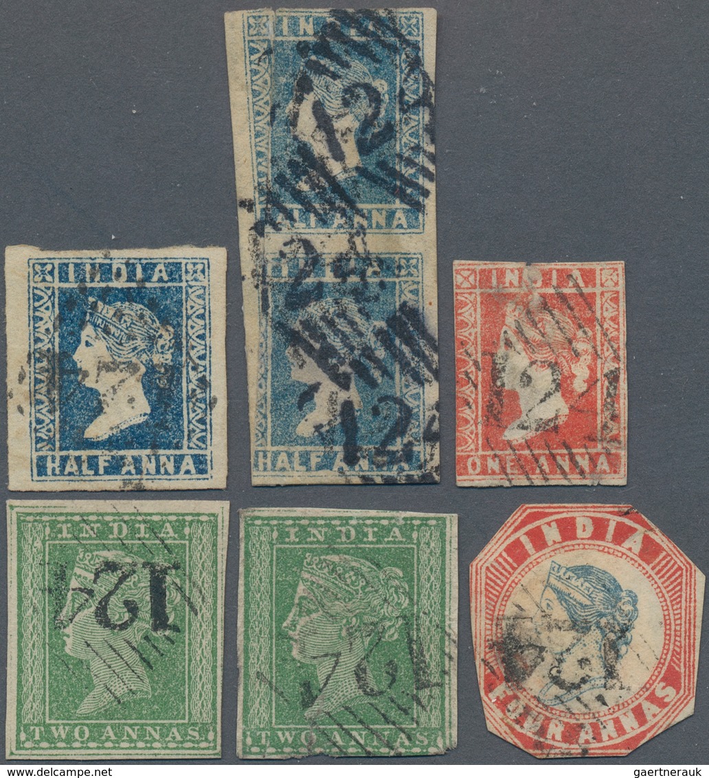 Indien - Used Abroad: ADEN 1854-55: Seven Indian Stamps Used In ADEN And Cancelled By Numeral "124", - Autres & Non Classés