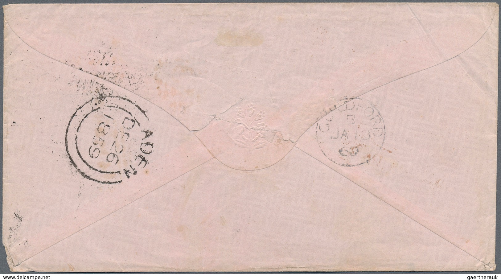 Indien - Used Abroad: ADEN CAMP 1859: India 1856 4a. Grey-black, Two Singles, Used From ADEN CAMP To - Autres & Non Classés