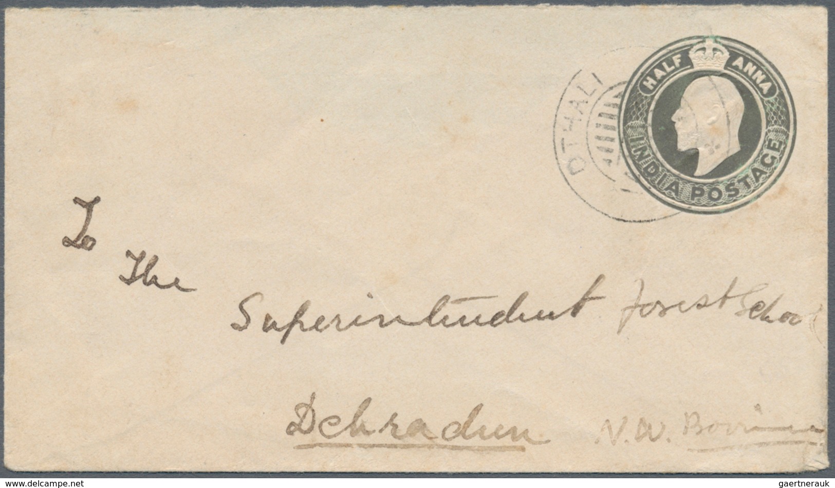 Indien - Used Abroad: ADEN-DTHALI 1907 (14 Mar): Indian KEVII. Postal Stationery Envelope ½a. Green - Autres & Non Classés