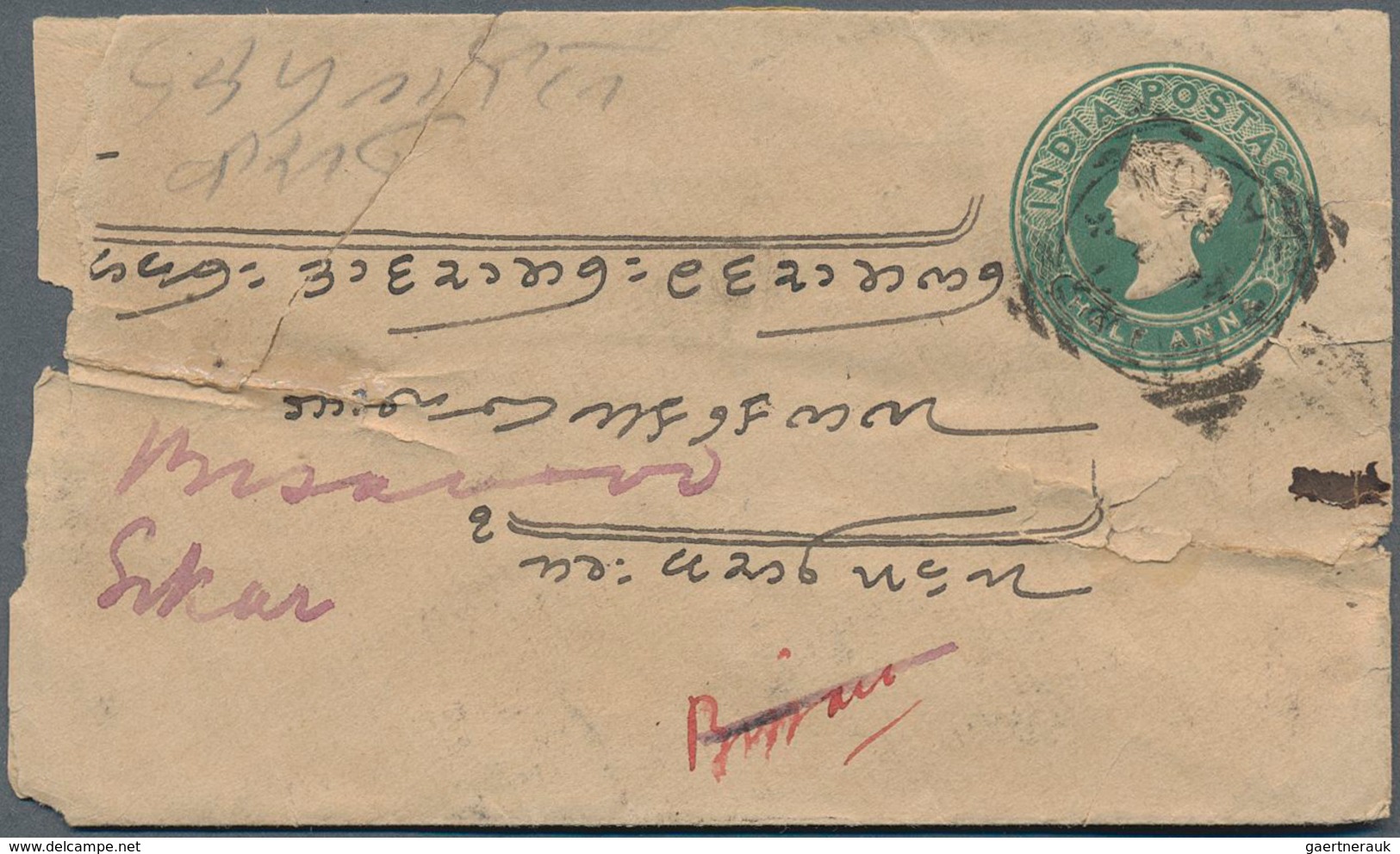 Indien - Used Abroad: BURMA 1892: Yellow "MISSENT" Label Used At Bassein On Arrival Of British India - Autres & Non Classés