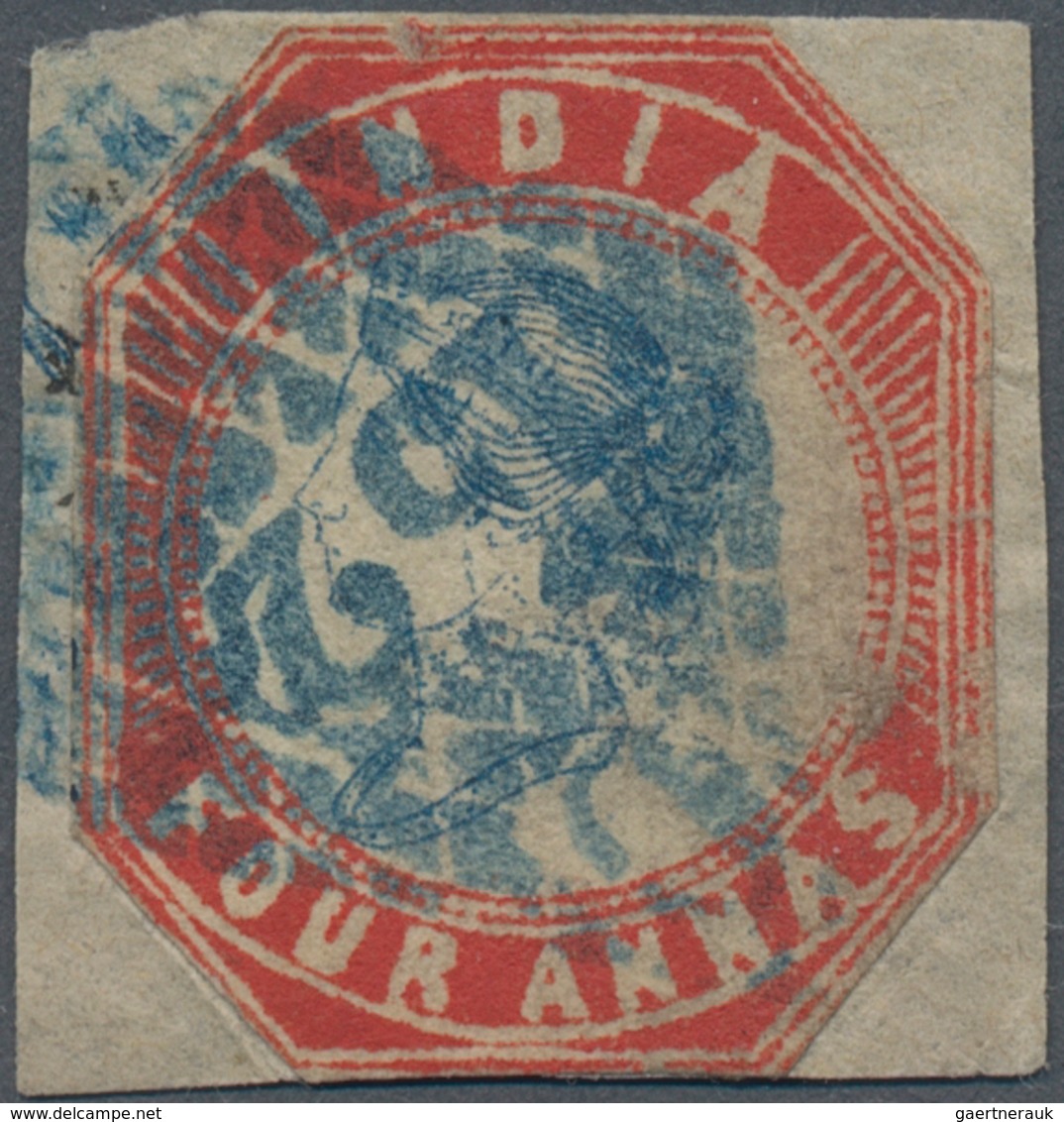 Indien - Used Abroad: DANISH POSSESSION (formerly) 1854: India Lithographed 4a. Blue & Red From The - Autres & Non Classés