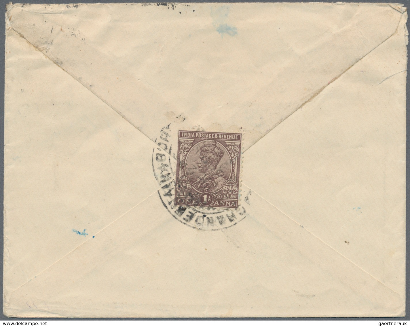 Indien - Used Abroad: FRENCH INDIA 1924: Indian Postal Stationery Envelope KGV. 1a. On ½a. Green Use - Sonstige & Ohne Zuordnung