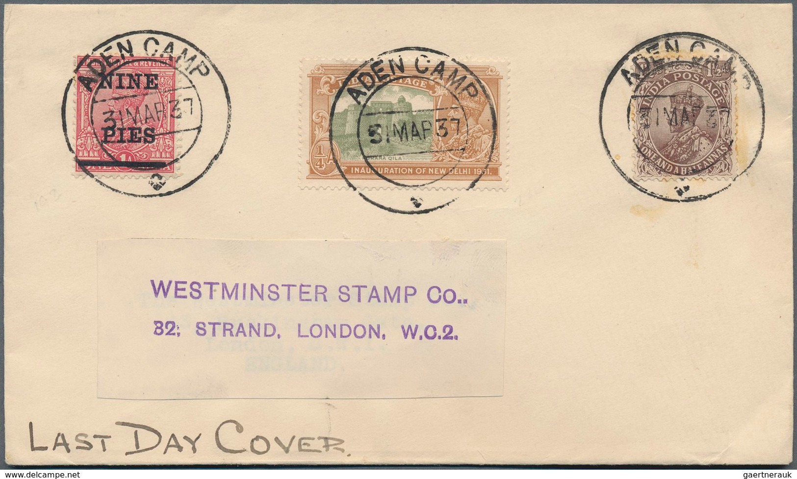 Indien - Used Abroad: 1937 (31. March), Cover From Aden Camp Addressed To London, Franked By India ' - Sonstige & Ohne Zuordnung