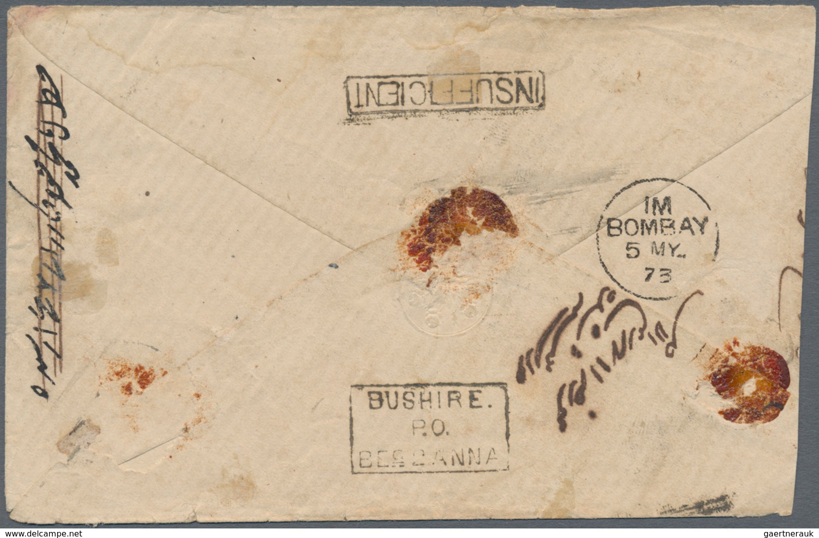 Indien - Used Abroad: PERSIA-BUSHIRE 1872-73: Insufficiently Franked Cover From Bushire To Bombay Be - Autres & Non Classés