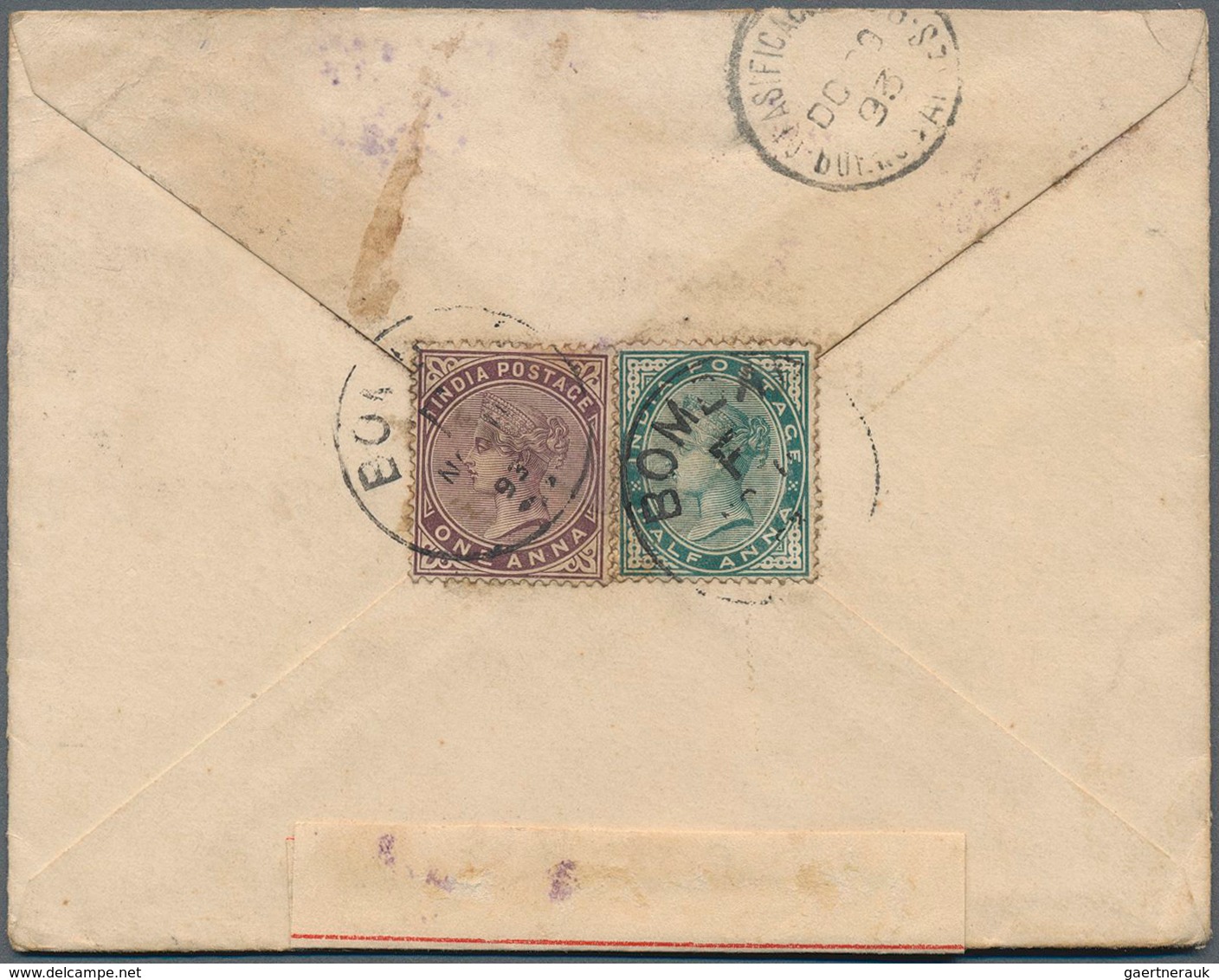 Indien - Ganzsachen: 1893 Destination ARGENTINA: Indian Postal Stationery Envelope QV 1a. Brown Used - Ohne Zuordnung