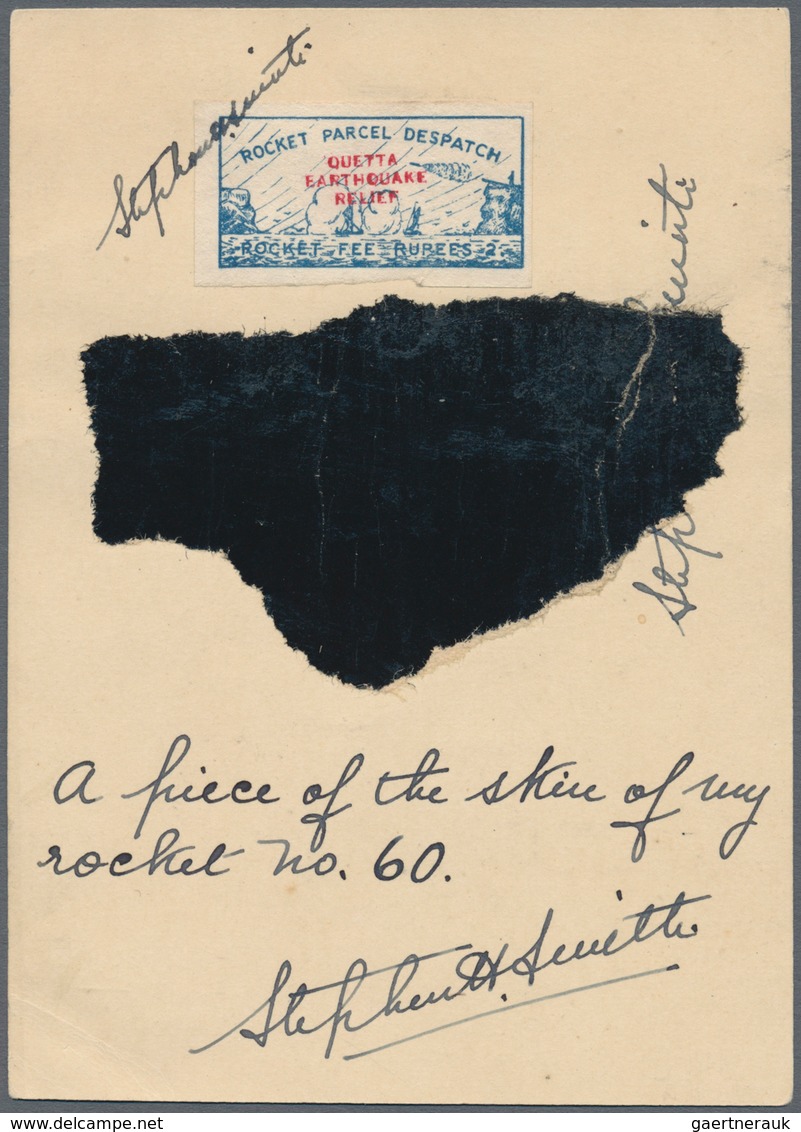 Indien - Raketenpost: 1935 "Rocket Skin" - Quetta Earthquake Relief Card With The "Rocket Parcel Des - Autres & Non Classés