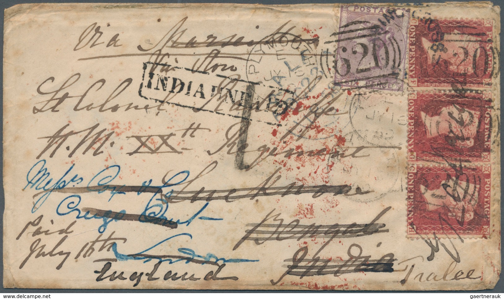 Indien - Besonderheiten: 1858. Envelope Addressed To 'Lt Colonel Radcliff, H.M. XXth Regiment, Luckn - Autres & Non Classés