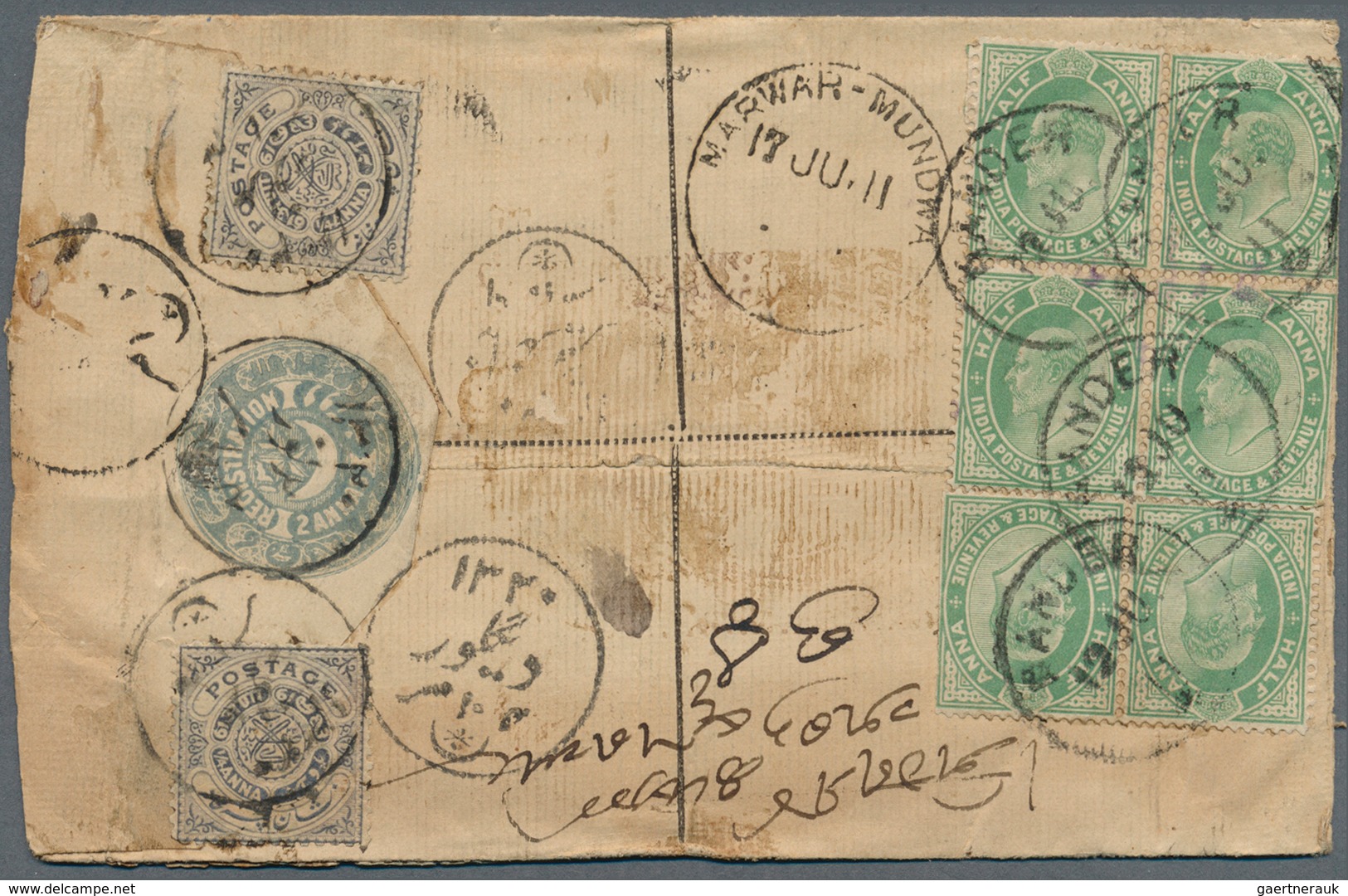 Indien - Feudalstaaten: HYDERABAD 1900: Postal Stationery Registered Envelope 2a. Blue, First Issue - Autres & Non Classés