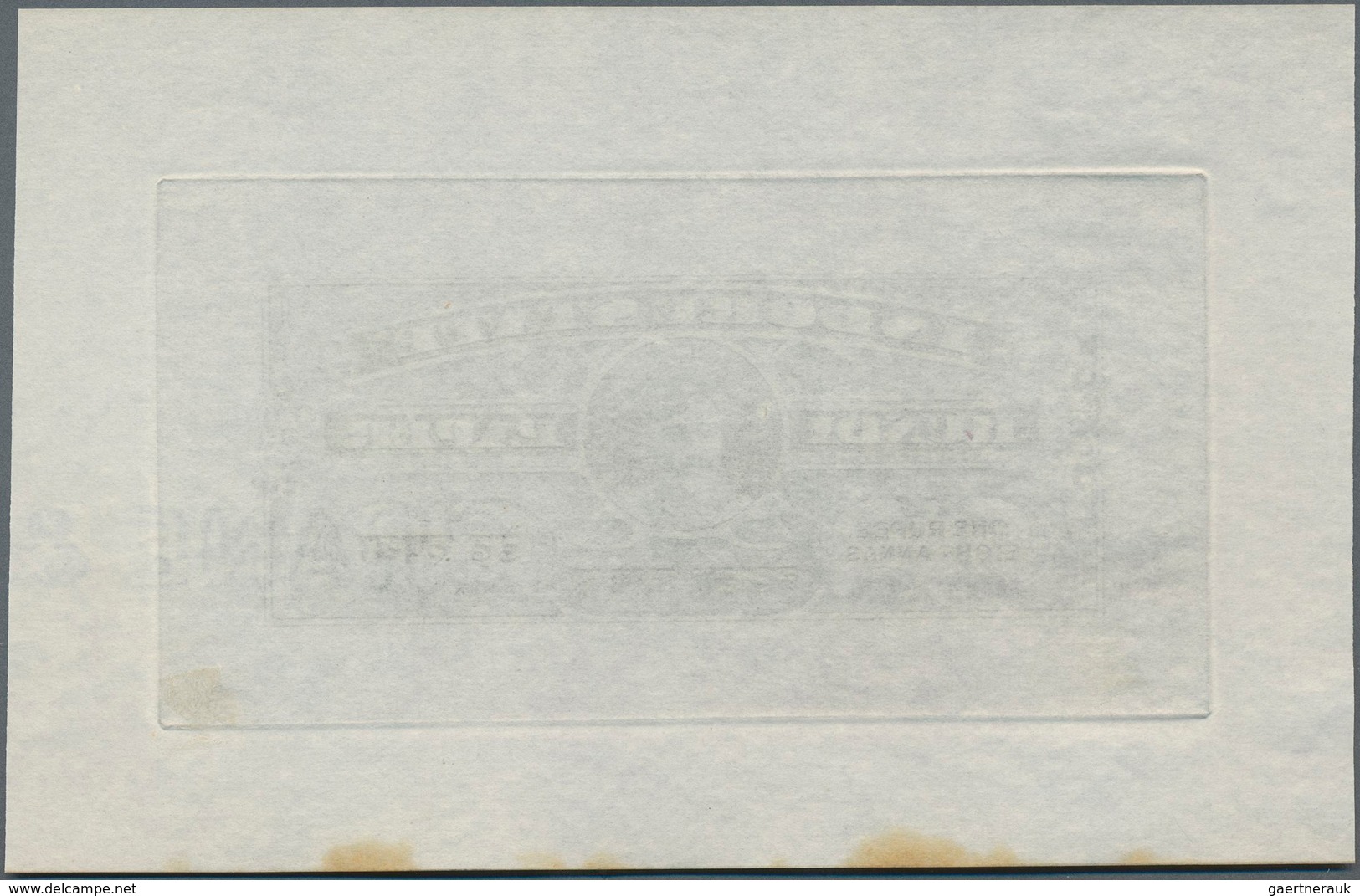 Indien - Feudalstaaten: INDORE Fiscal 1900 Ca.: Single Die Proof Of A 1r.8a. Stamp For Hundi, In Bla - Autres & Non Classés