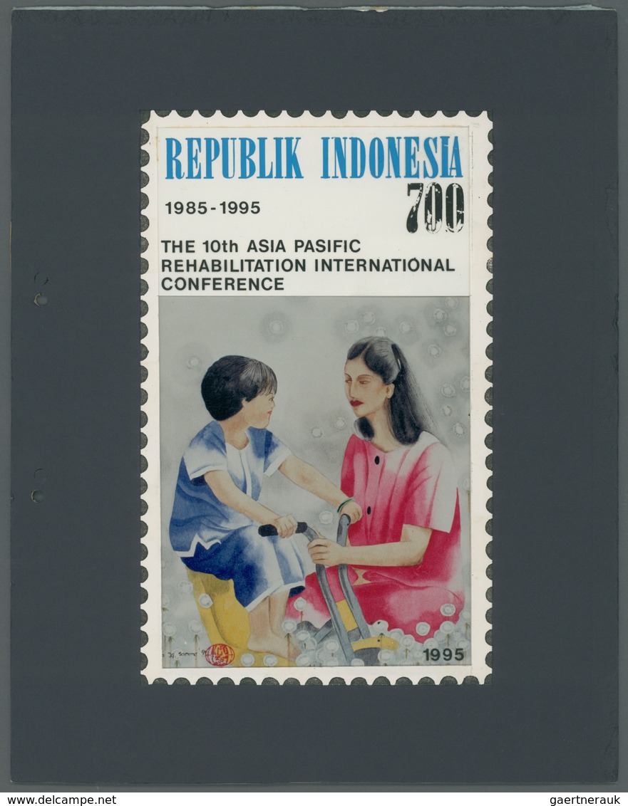 Indonesien: 1995, Collage For Not Issued Design "The 10th Asia Pacific Rehabilitation International - Indonésie