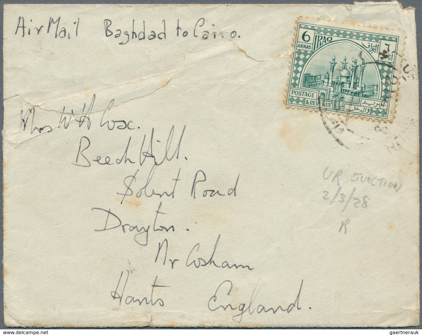 Irak: 1928, Ikhwan Wars, Air Mail Covers (2) Dated Feb./Mar. 1928 Written By RAF Members Franked 6 A - Iraq