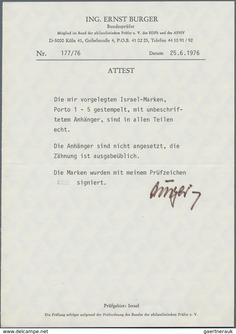 Israel - Portomarken: 1948, Overprints On "Doar Ivri", 3 M. To 50 M., Complete Tabbed Set, Used, Sca - Portomarken