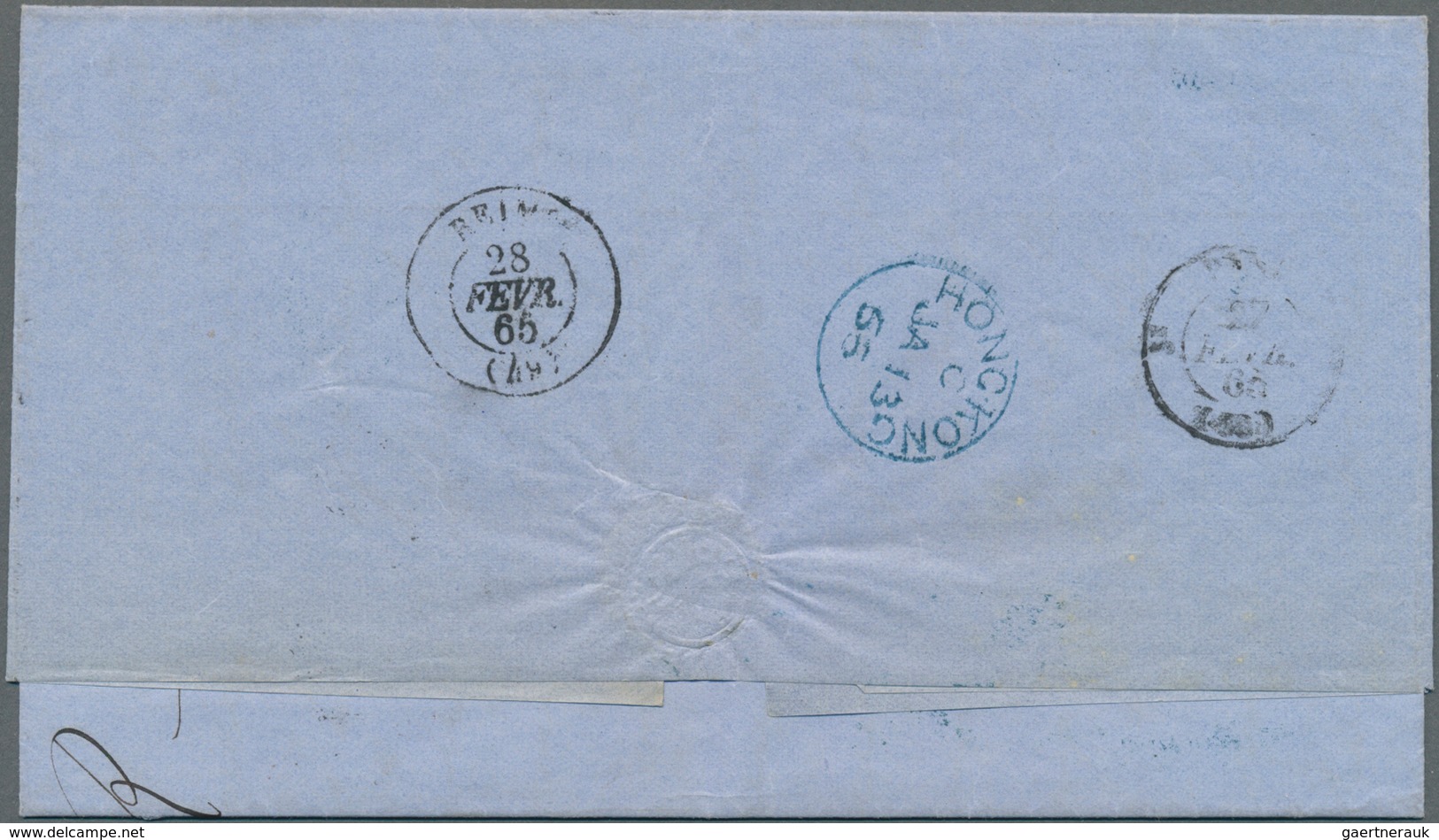 Japan: 1864, Accountancy Marking "GB/1 F 22 2/10" In Blue On Entire Folded Letter With Dateline "Yok - Oblitérés