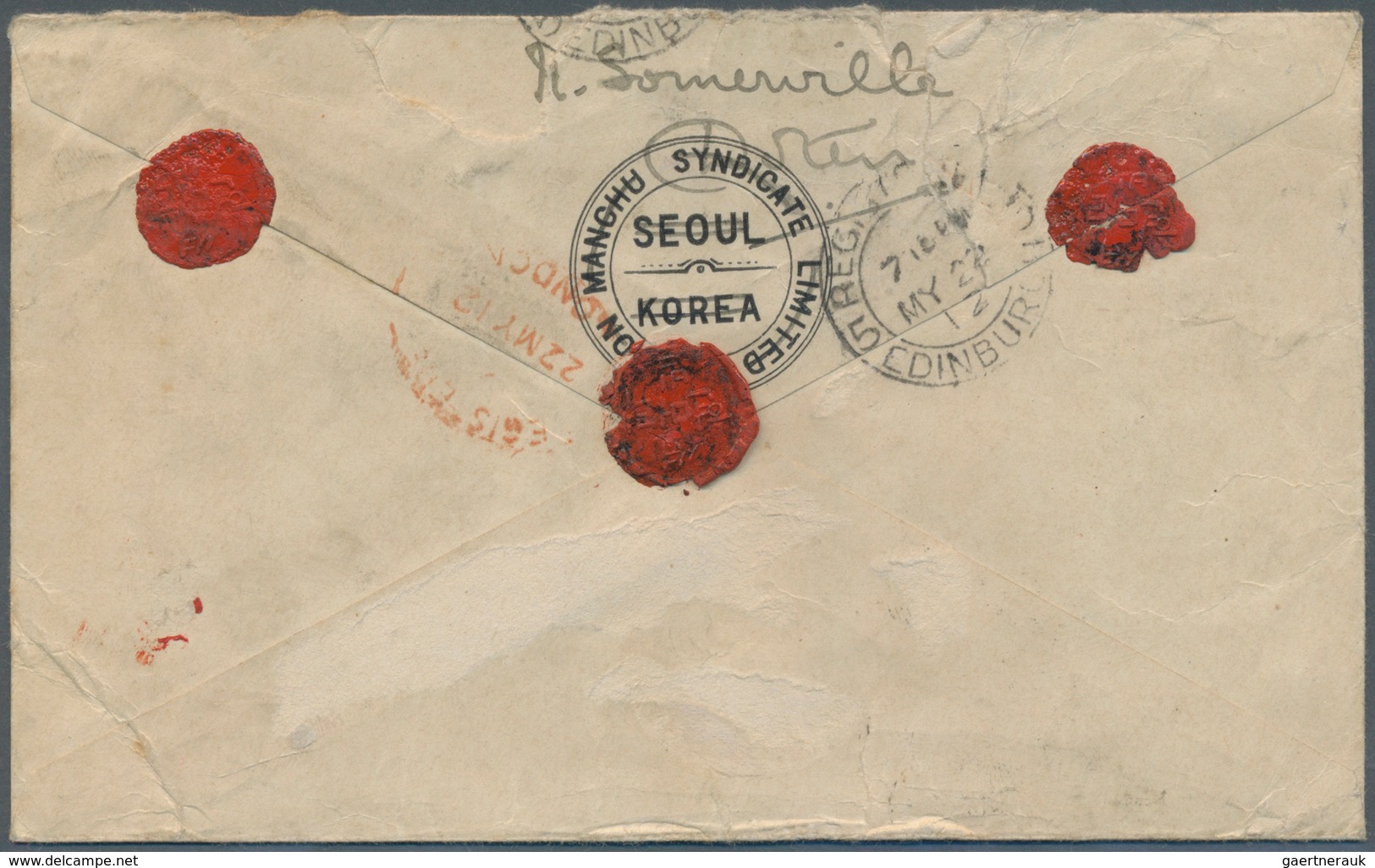 Japanische Post In Korea: 1912. Registered Envelope Addressed To Scotland Bearing Japan SG 134, 1s B - Militärpostmarken