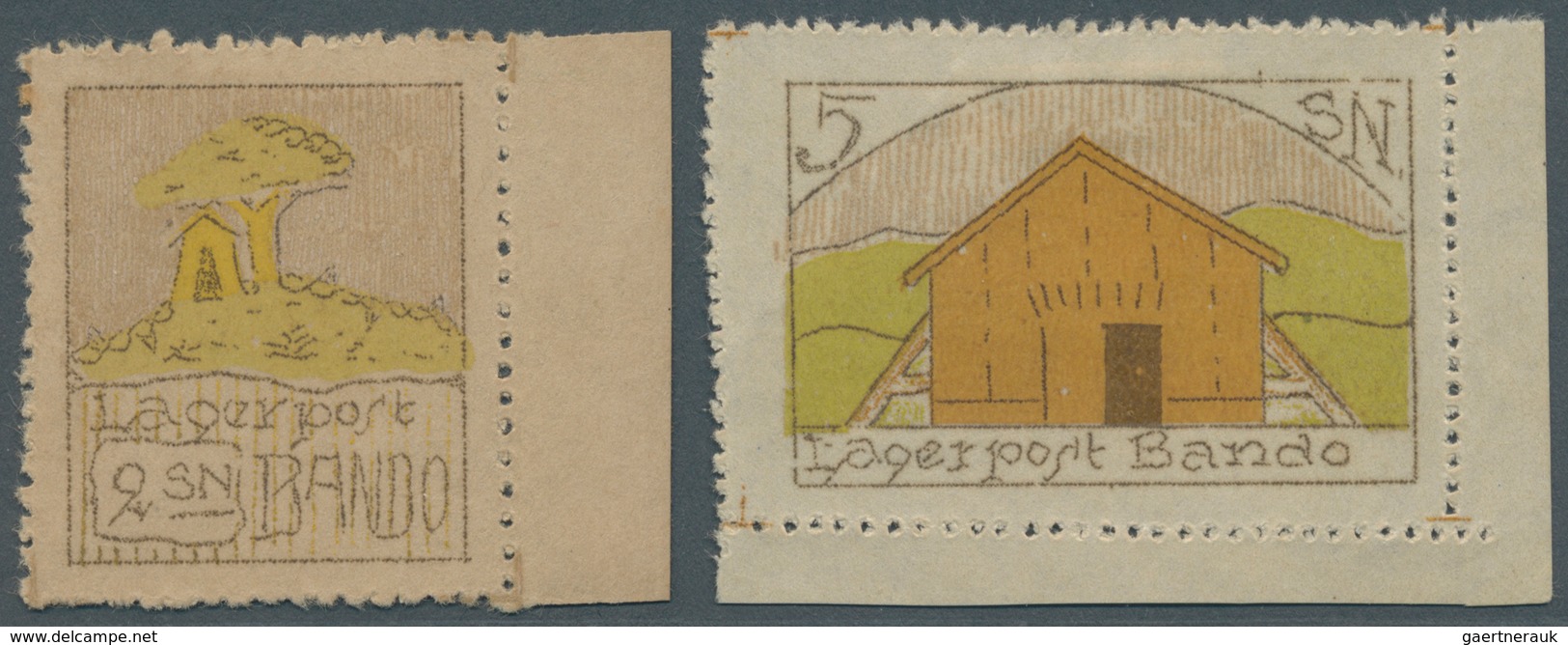 Lagerpost Tsingtau: 1918, Lagerpost Stamps 2 S., A Right Margin Cop. And 5 S. , A Right Corner Margi - Chine (bureaux)