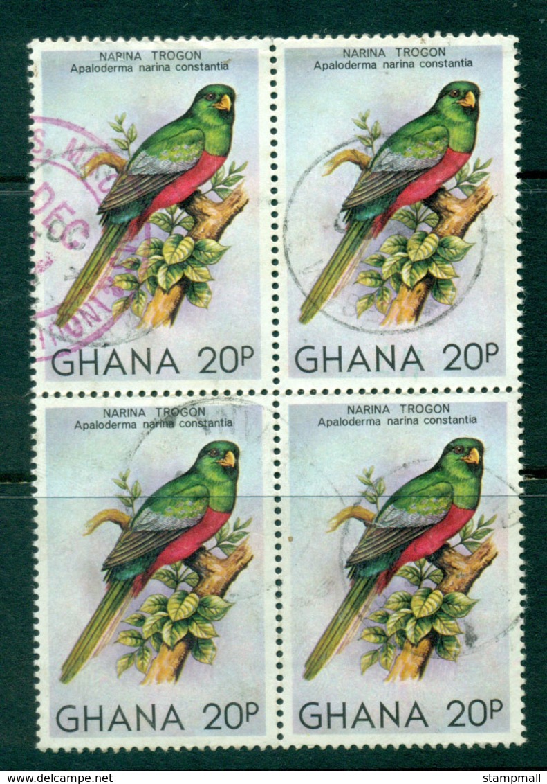 Ghana 1981 20p Parrot Block 4 FU Lot27686 - Ghana (1957-...)